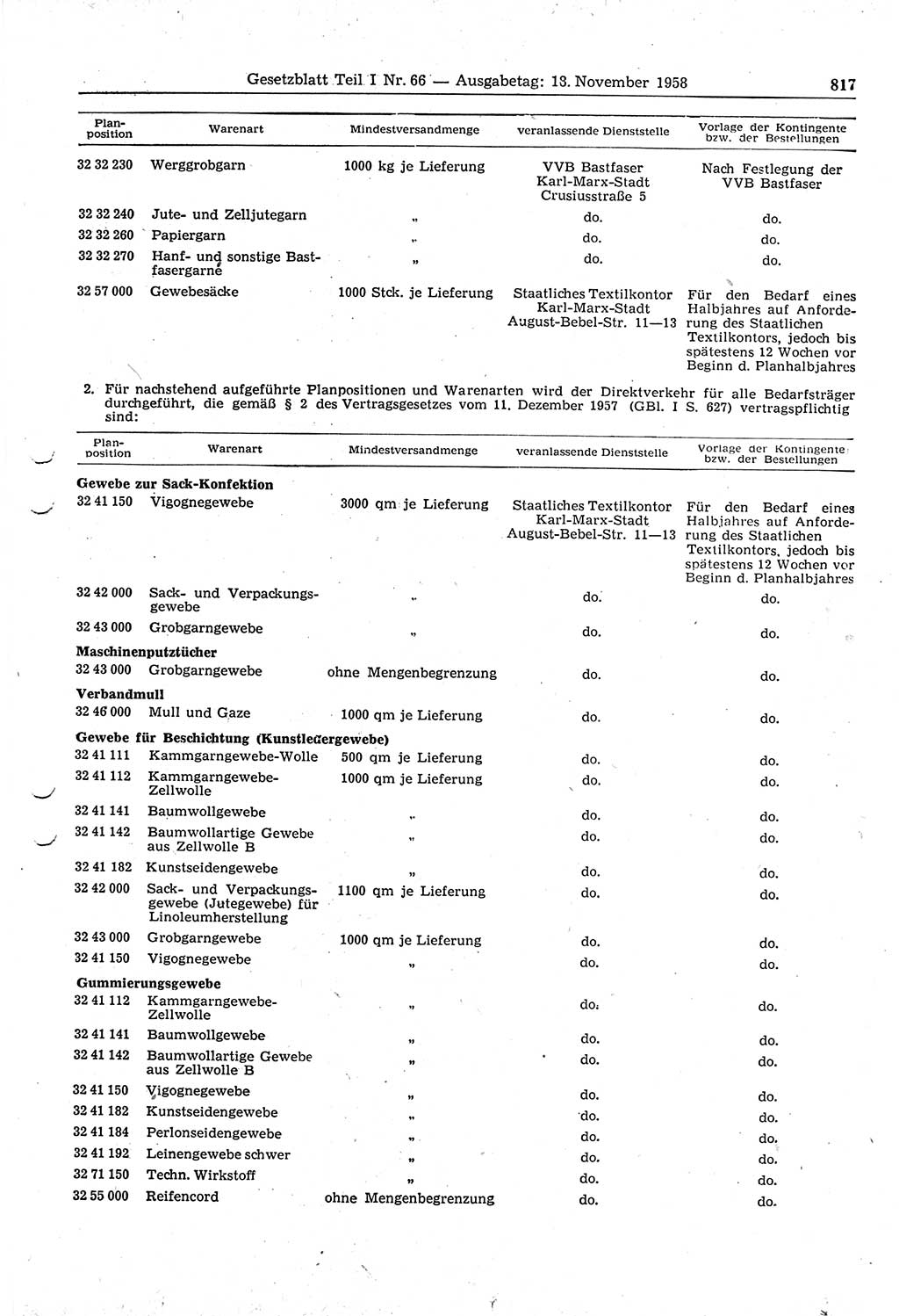 Gesetzblatt (GBl.) der Deutschen Demokratischen Republik (DDR) Teil Ⅰ 1958, Seite 817 (GBl. DDR Ⅰ 1958, S. 817)