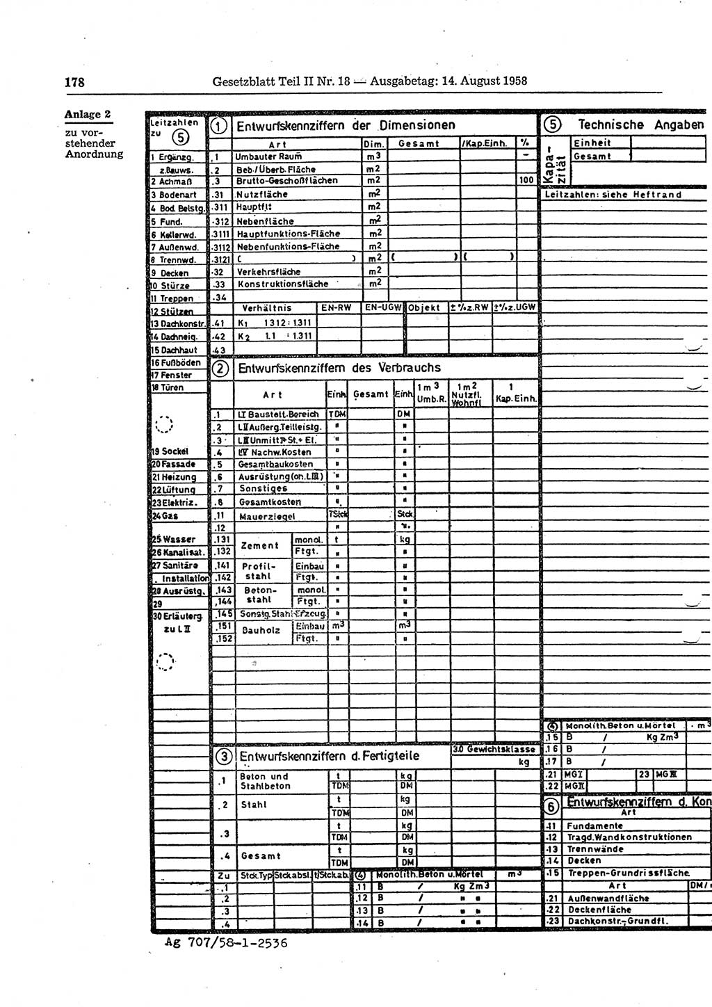 Gesetzblatt (GBl.) der Deutschen Demokratischen Republik (DDR) Teil ⅠⅠ 1958, Seite 178 (GBl. DDR ⅠⅠ 1958, S. 178)