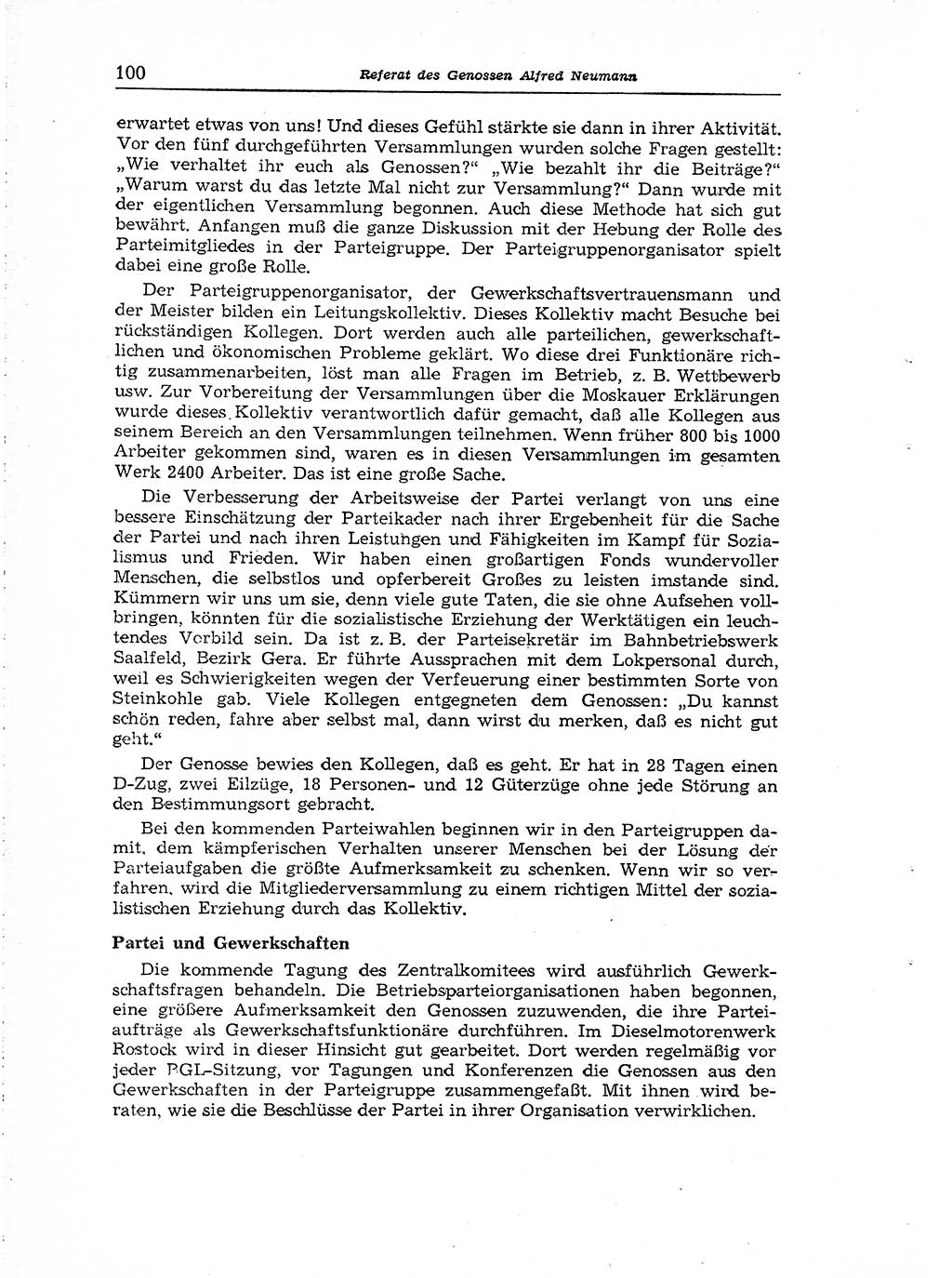 Neuer Weg (NW), Organ des Zentralkomitees (ZK) der SED (Sozialistische Einheitspartei Deutschlands) für Fragen des Parteiaufbaus und des Parteilebens, [Deutsche Demokratische Republik (DDR)] 13. Jahrgang 1958, Seite 100 (NW ZK SED DDR 1958, S. 100)