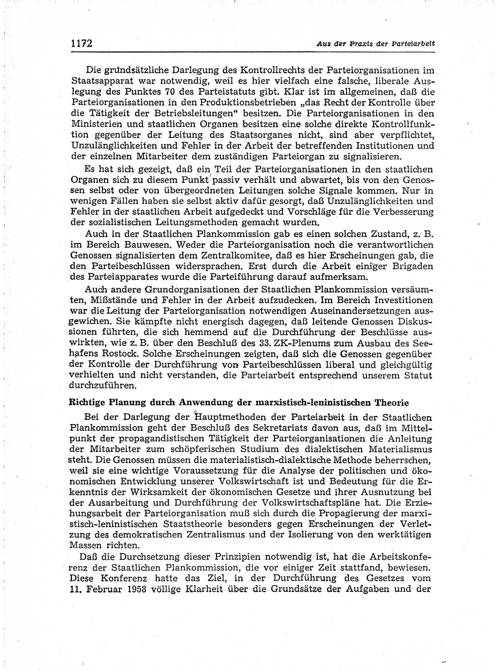 Neuer Weg (NW), Organ des Zentralkomitees (ZK) der SED (Sozialistische Einheitspartei Deutschlands) für Fragen des Parteiaufbaus und des Parteilebens, [Deutsche Demokratische Republik (DDR)] 13. Jahrgang 1958, Seite 1172 (NW ZK SED DDR 1958, S. 1172)