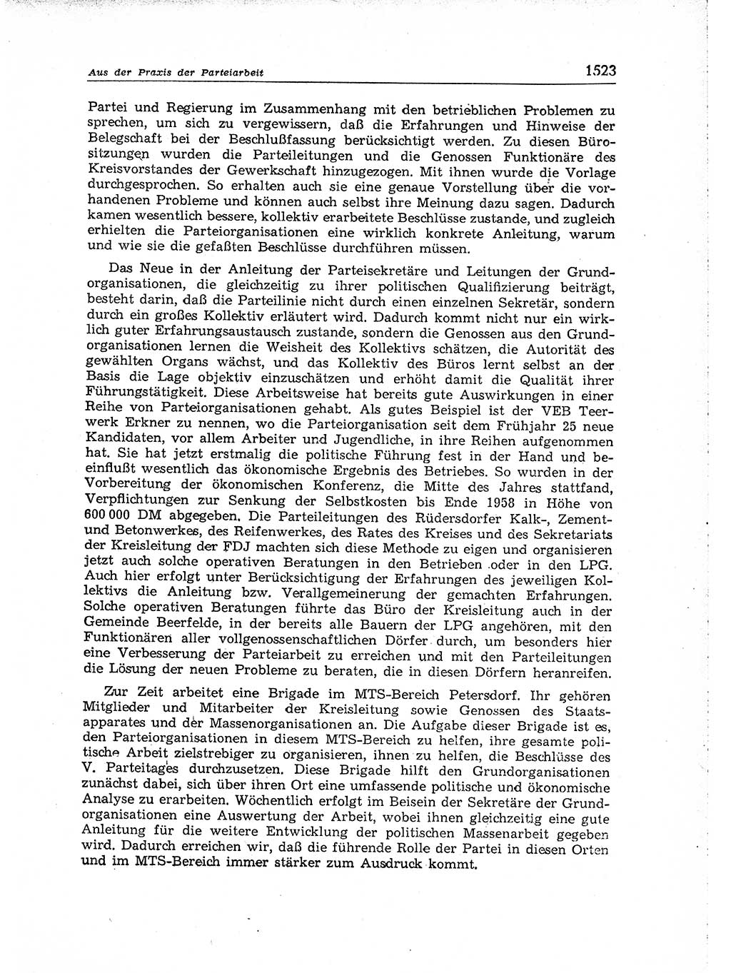 Neuer Weg (NW), Organ des Zentralkomitees (ZK) der SED (Sozialistische Einheitspartei Deutschlands) für Fragen des Parteiaufbaus und des Parteilebens, [Deutsche Demokratische Republik (DDR)] 13. Jahrgang 1958, Seite 1523 (NW ZK SED DDR 1958, S. 1523)