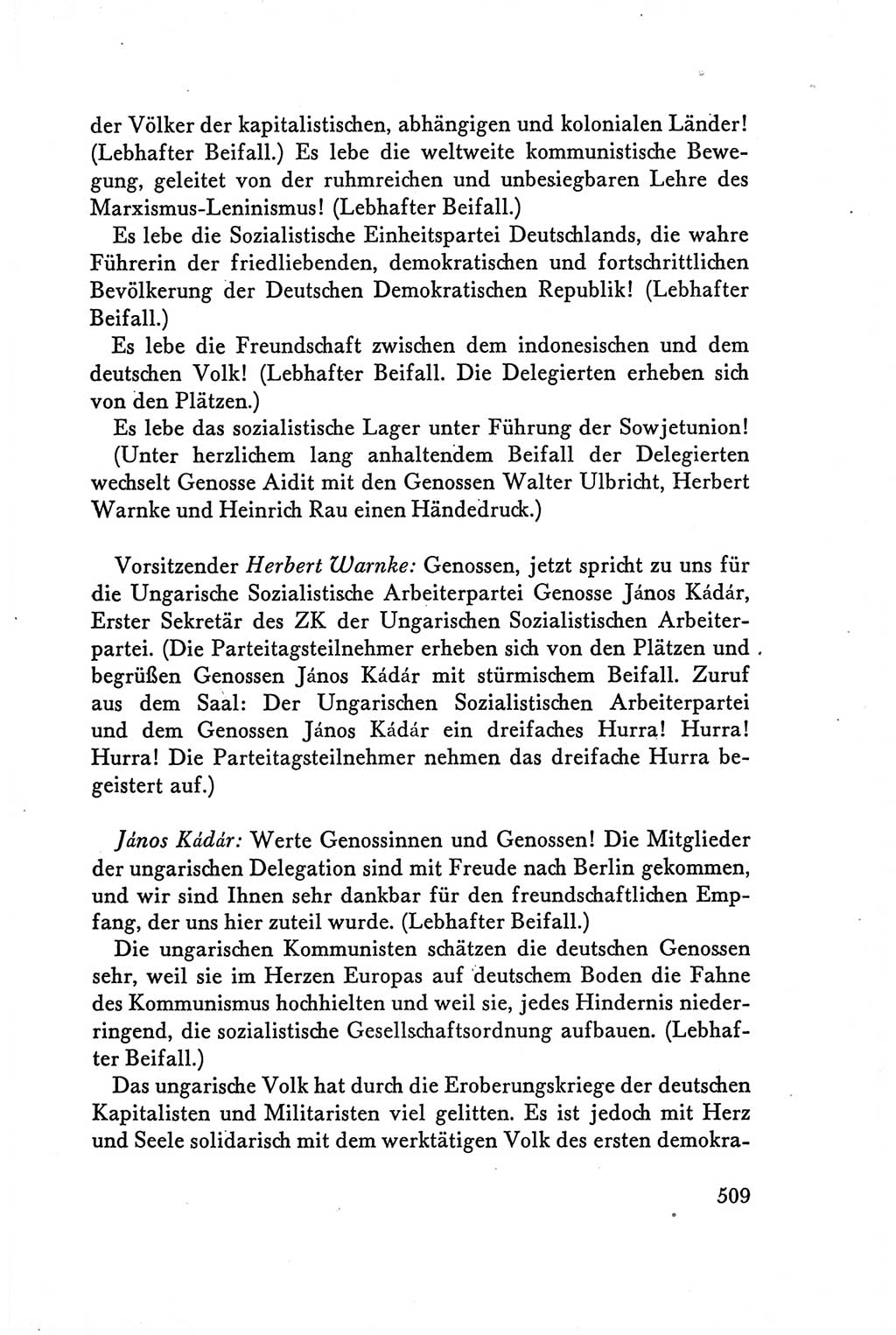Protokoll der Verhandlungen des Ⅴ. Parteitages der Sozialistischen Einheitspartei Deutschlands (SED) [Deutsche Demokratische Republik (DDR)] 1958, Seite 509