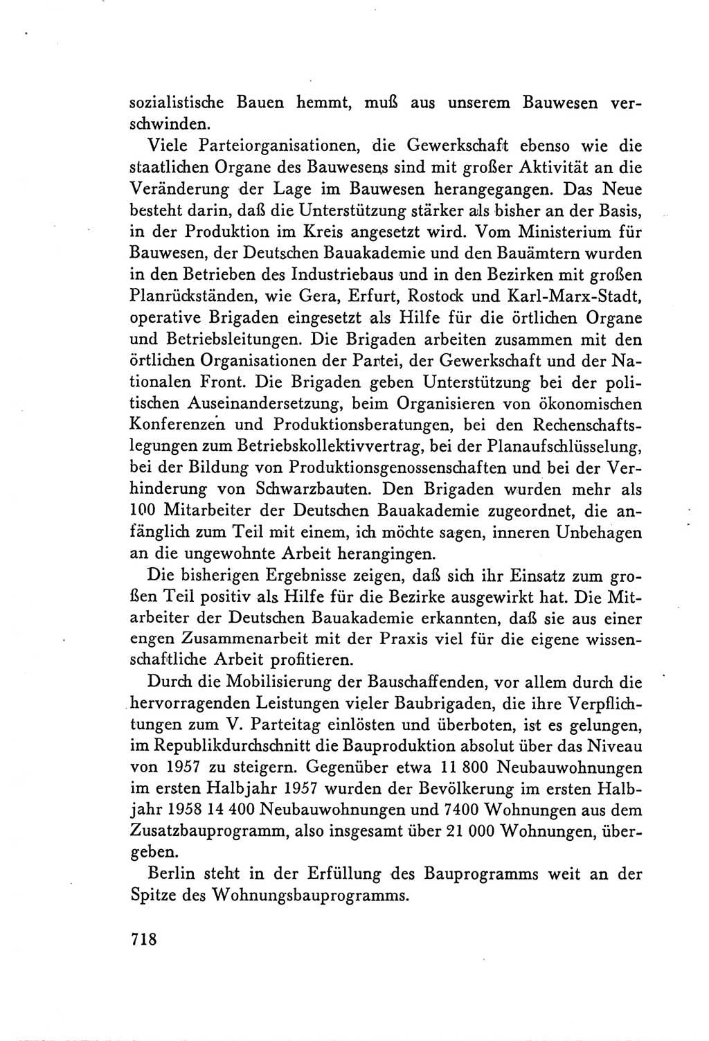Protokoll der Verhandlungen des Ⅴ. Parteitages der Sozialistischen Einheitspartei Deutschlands (SED) [Deutsche Demokratische Republik (DDR)] 1958, Seite 718