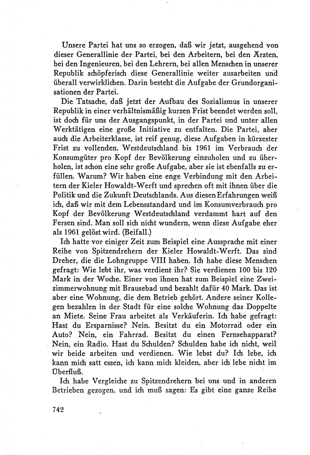 Protokoll der Verhandlungen des Ⅴ. Parteitages der Sozialistischen Einheitspartei Deutschlands (SED) [Deutsche Demokratische Republik (DDR)] 1958, Seite 742