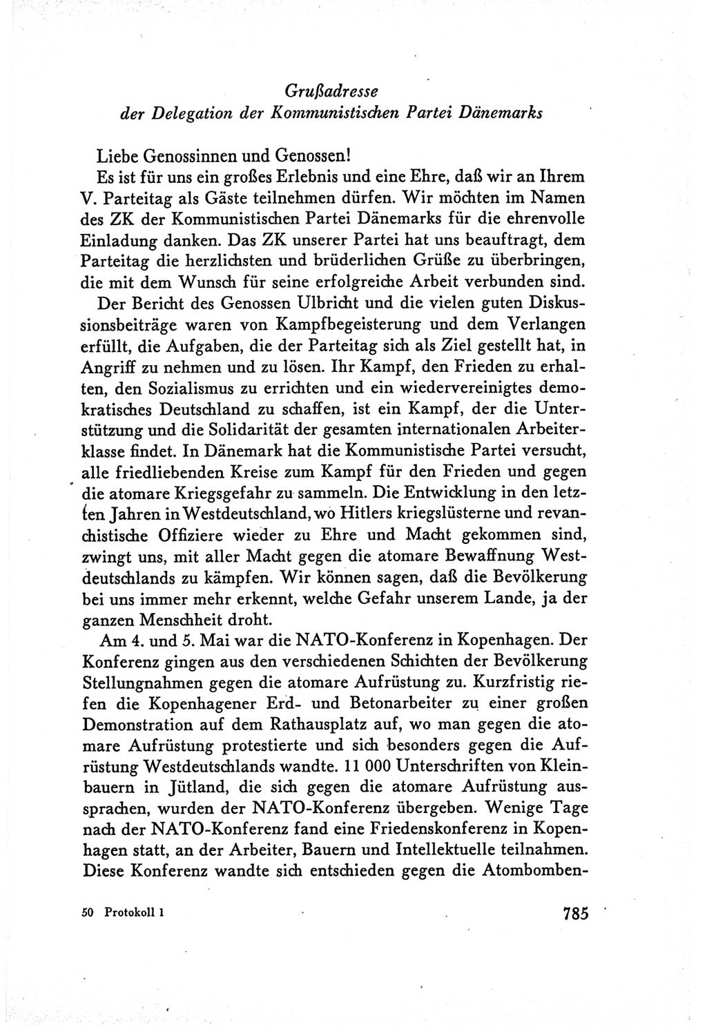 Protokoll der Verhandlungen des Ⅴ. Parteitages der Sozialistischen Einheitspartei Deutschlands (SED) [Deutsche Demokratische Republik (DDR)] 1958, Seite 785
