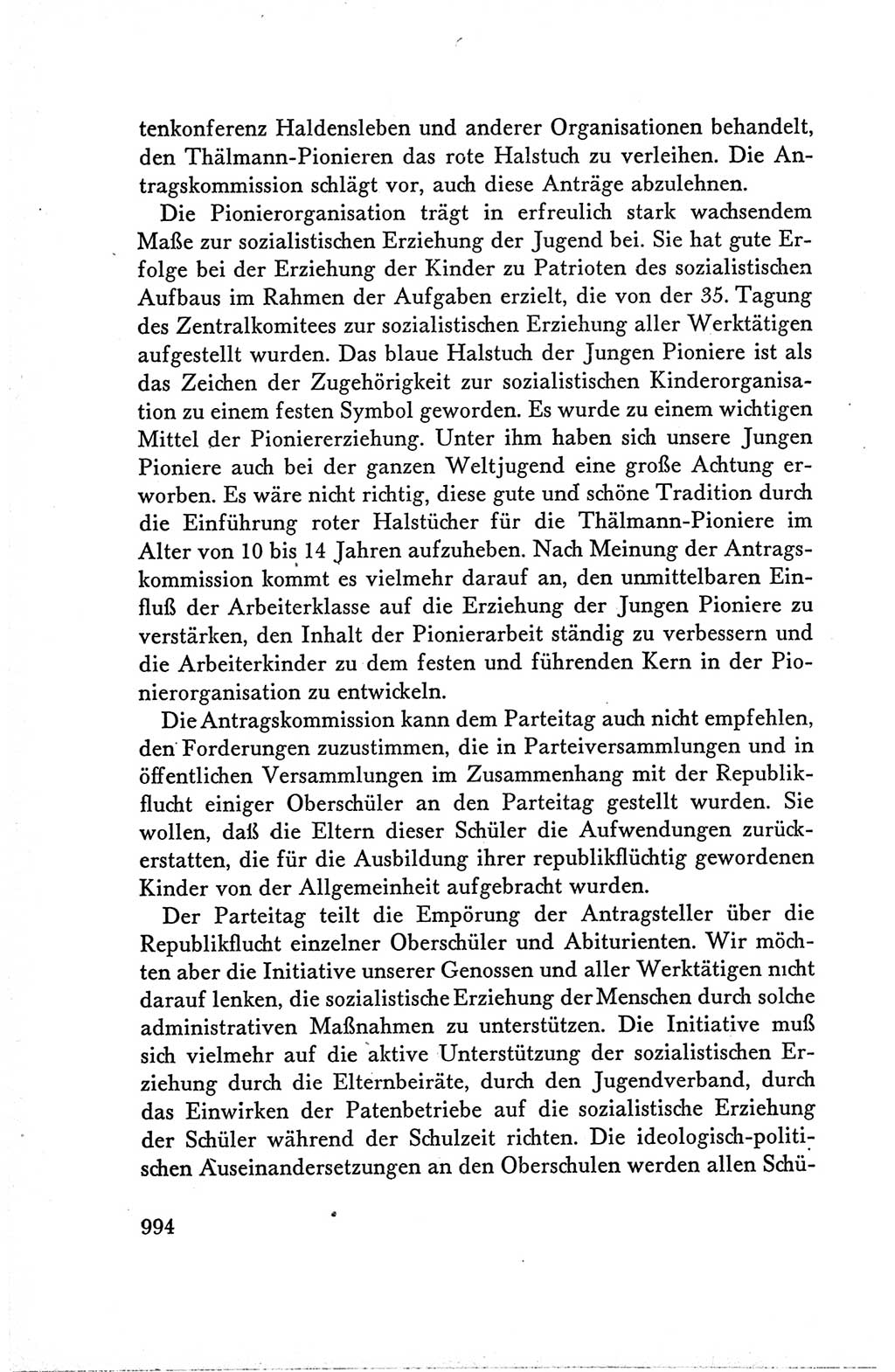 Protokoll der Verhandlungen des Ⅴ. Parteitages der Sozialistischen Einheitspartei Deutschlands (SED) [Deutsche Demokratische Republik (DDR)] 1958, Seite 994