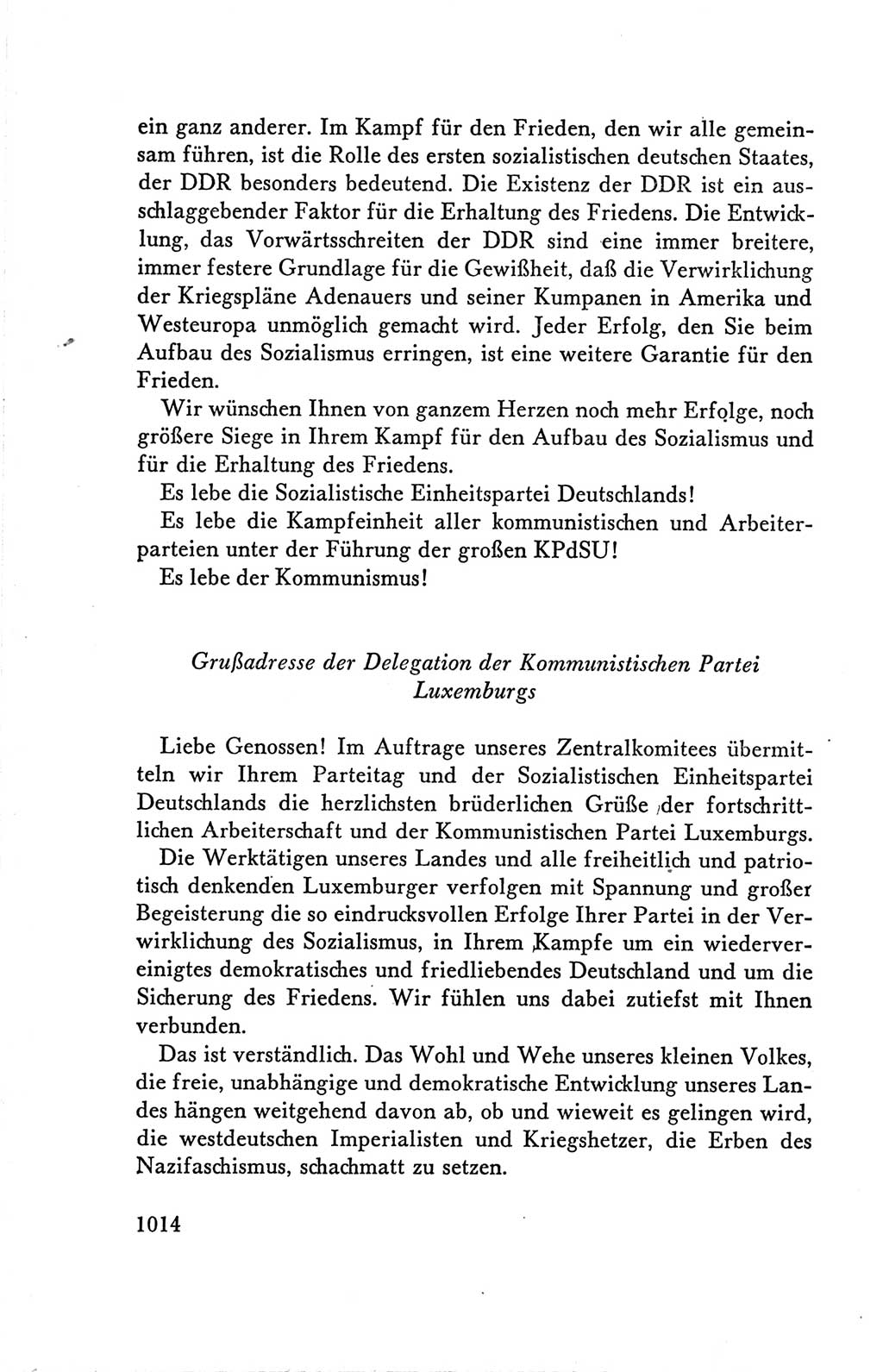 Protokoll der Verhandlungen des Ⅴ. Parteitages der Sozialistischen Einheitspartei Deutschlands (SED) [Deutsche Demokratische Republik (DDR)] 1958, Seite 1014