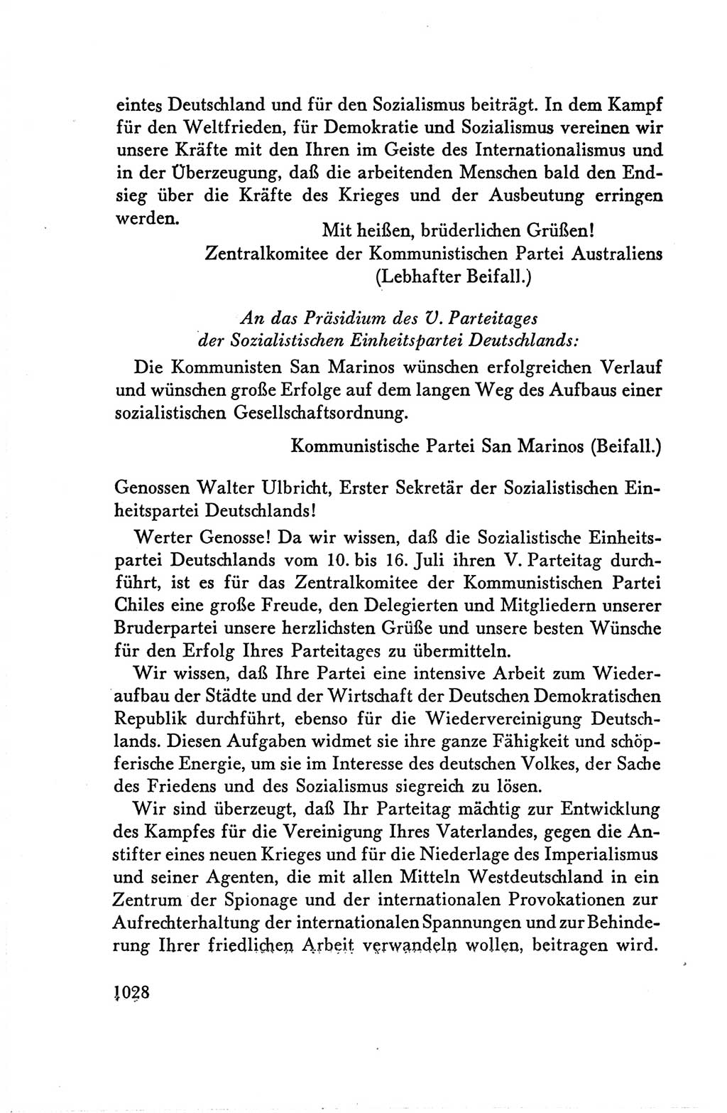 Protokoll der Verhandlungen des Ⅴ. Parteitages der Sozialistischen Einheitspartei Deutschlands (SED) [Deutsche Demokratische Republik (DDR)] 1958, Seite 1028