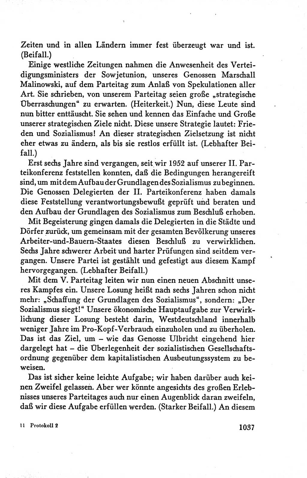 Protokoll der Verhandlungen des Ⅴ. Parteitages der Sozialistischen Einheitspartei Deutschlands (SED) [Deutsche Demokratische Republik (DDR)] 1958, Seite 1037