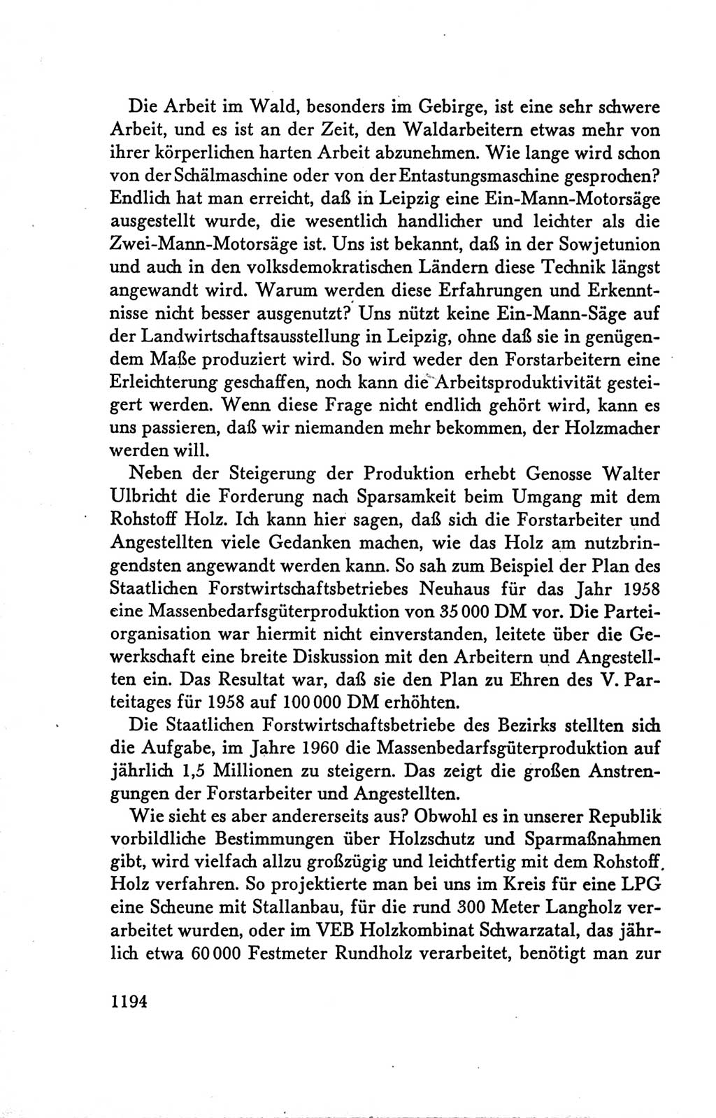 Protokoll der Verhandlungen des Ⅴ. Parteitages der Sozialistischen Einheitspartei Deutschlands (SED) [Deutsche Demokratische Republik (DDR)] 1958, Seite 1194