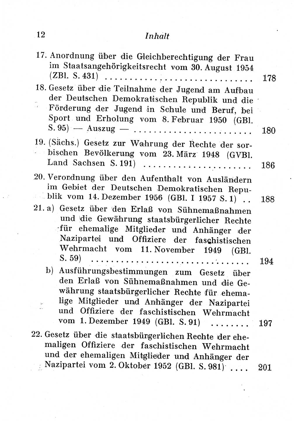 Staats- und verwaltungsrechtliche Gesetze der Deutschen Demokratischen Republik (DDR) 1958, Seite 12 (StVerwR Ges. DDR 1958, S. 12)