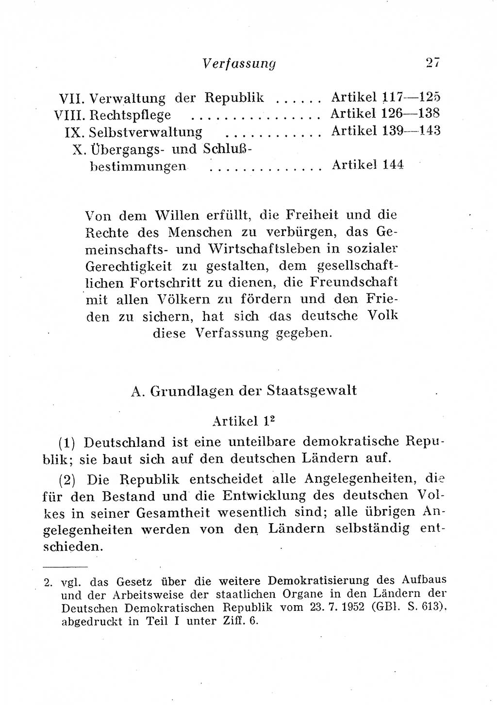 Staats- und verwaltungsrechtliche Gesetze der Deutschen Demokratischen Republik (DDR) 1958, Seite 27 (StVerwR Ges. DDR 1958, S. 27)