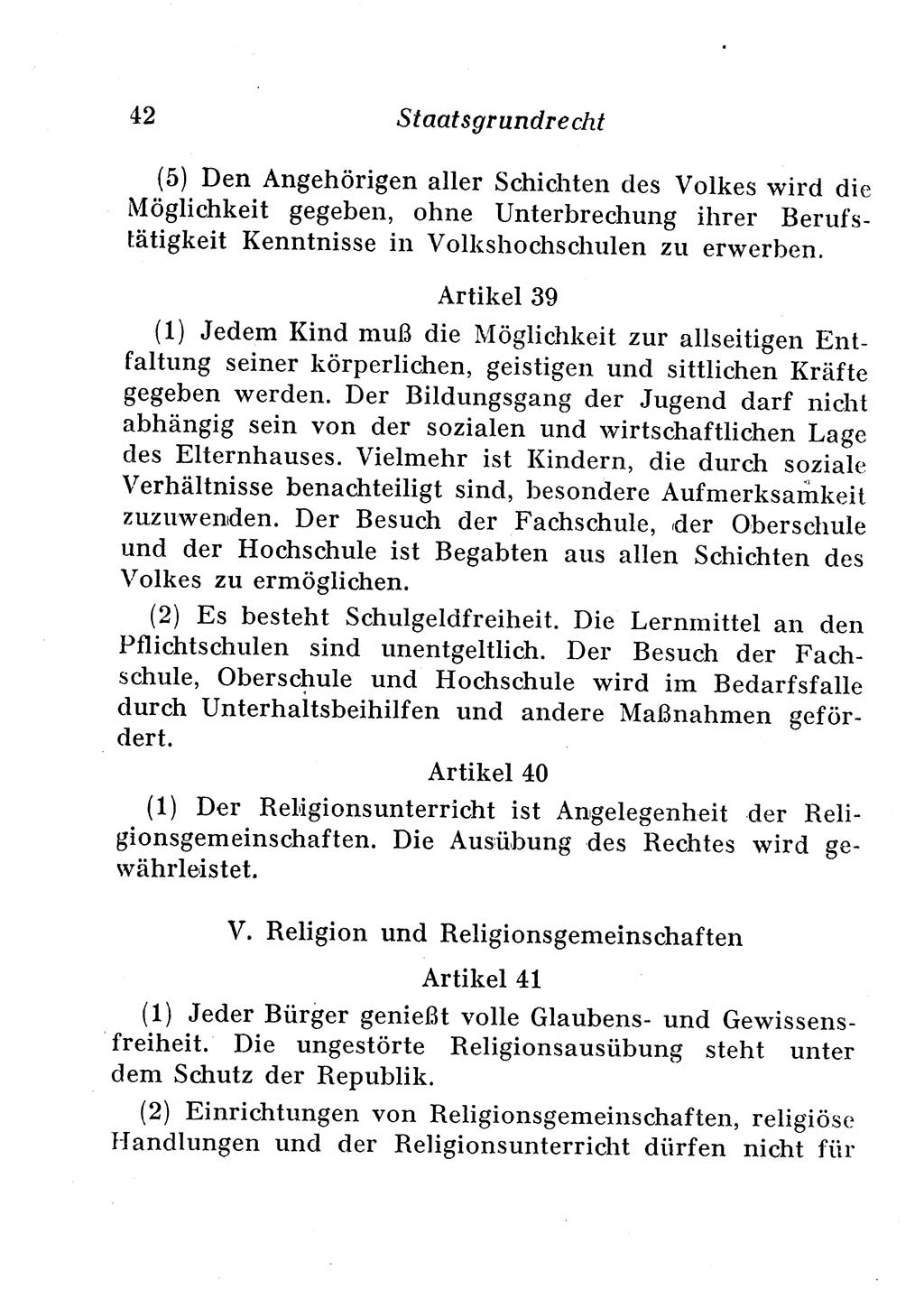 Staats- und verwaltungsrechtliche Gesetze der Deutschen Demokratischen Republik (DDR) 1958, Seite 42 (StVerwR Ges. DDR 1958, S. 42)