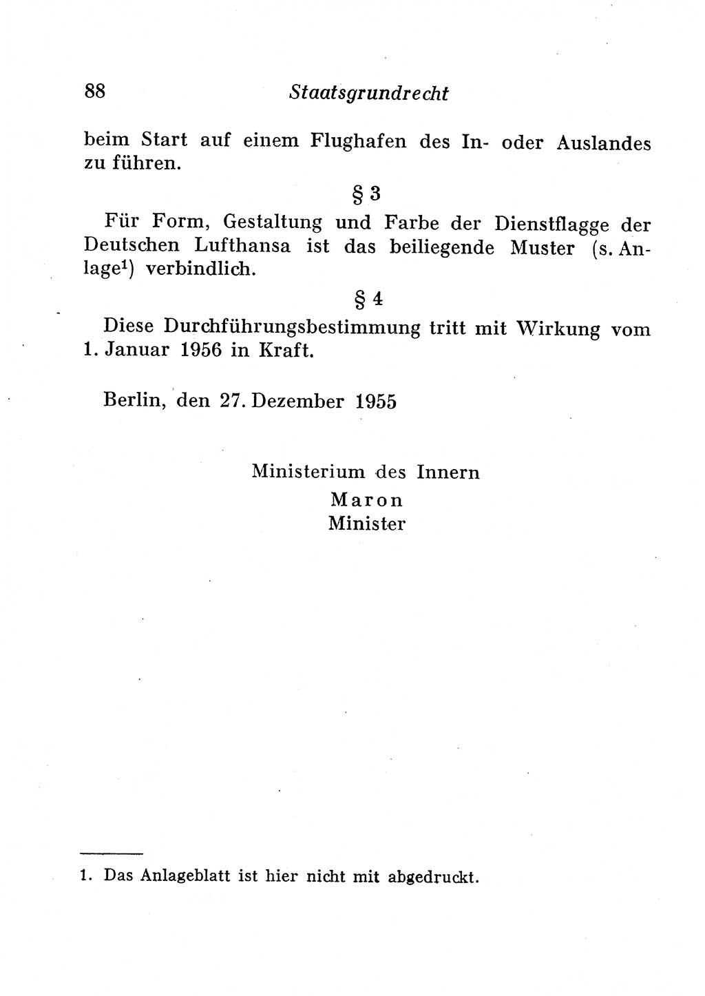 Staats- und verwaltungsrechtliche Gesetze der Deutschen Demokratischen Republik (DDR) 1958, Seite 88 (StVerwR Ges. DDR 1958, S. 88)