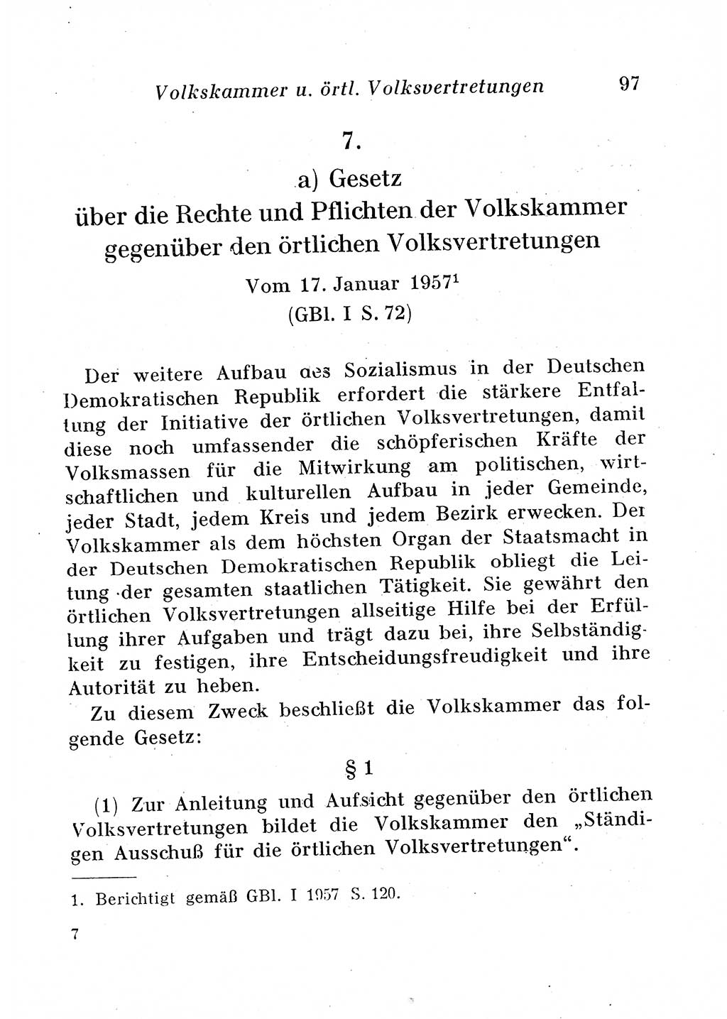 Staats- und verwaltungsrechtliche Gesetze der Deutschen Demokratischen Republik (DDR) 1958, Seite 97 (StVerwR Ges. DDR 1958, S. 97)