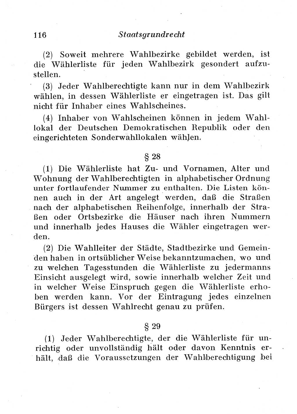 Staats- und verwaltungsrechtliche Gesetze der Deutschen Demokratischen Republik (DDR) 1958, Seite 116 (StVerwR Ges. DDR 1958, S. 116)