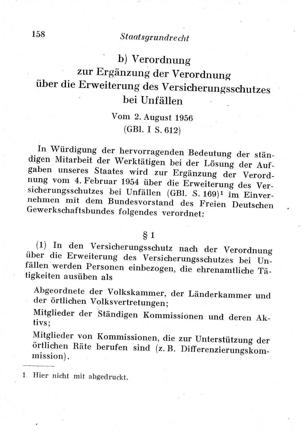 Staats- und verwaltungsrechtliche Gesetze der Deutschen Demokratischen Republik (DDR) 1958, Seite 158 (StVerwR Ges. DDR 1958, S. 158)