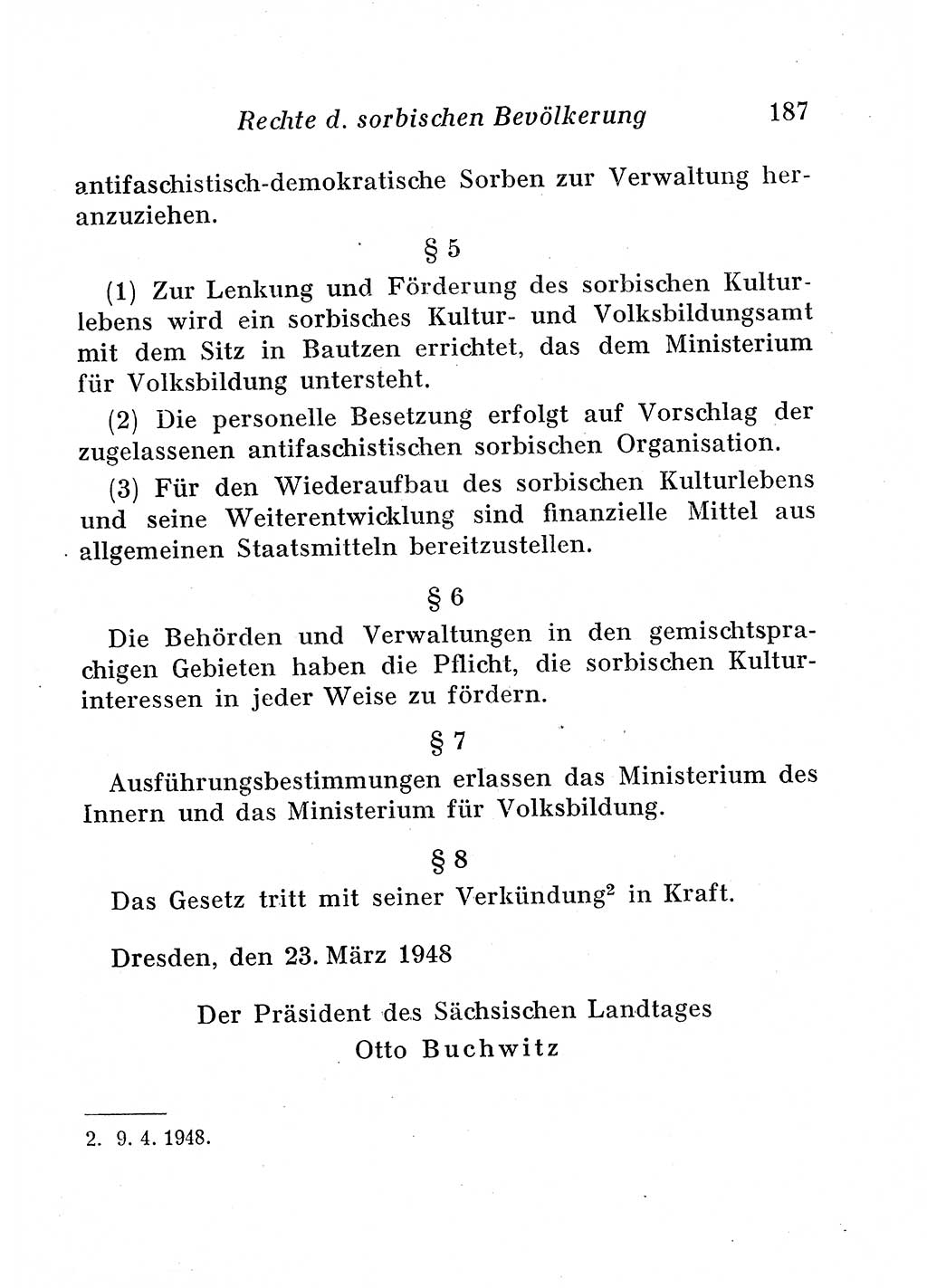 Staats- und verwaltungsrechtliche Gesetze der Deutschen Demokratischen Republik (DDR) 1958, Seite 187 (StVerwR Ges. DDR 1958, S. 187)