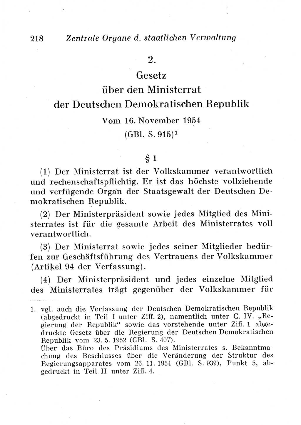 Staats- und verwaltungsrechtliche Gesetze der Deutschen Demokratischen Republik (DDR) 1958, Seite 218 (StVerwR Ges. DDR 1958, S. 218)