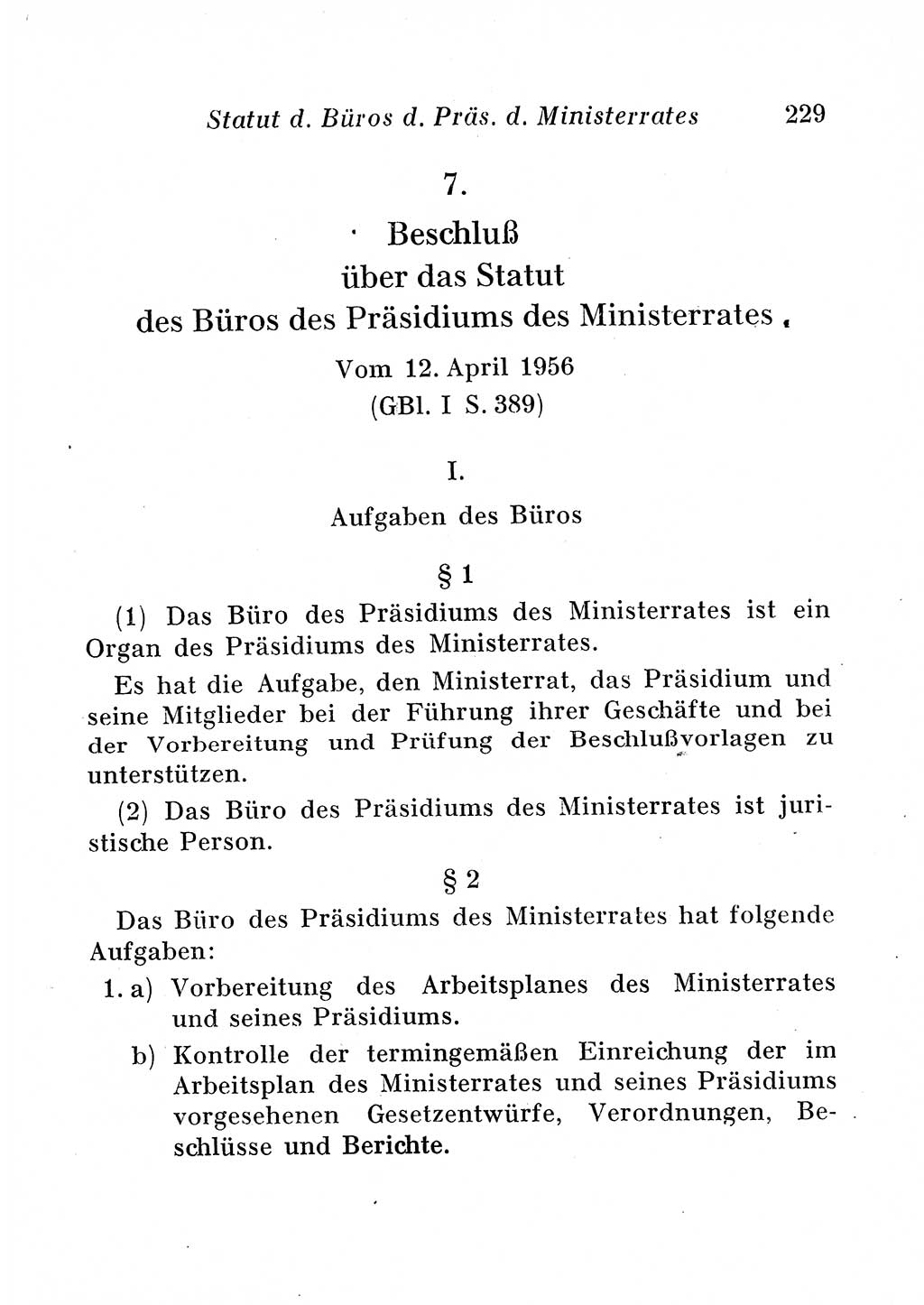 Staats- und verwaltungsrechtliche Gesetze der Deutschen Demokratischen Republik (DDR) 1958, Seite 229 (StVerwR Ges. DDR 1958, S. 229)