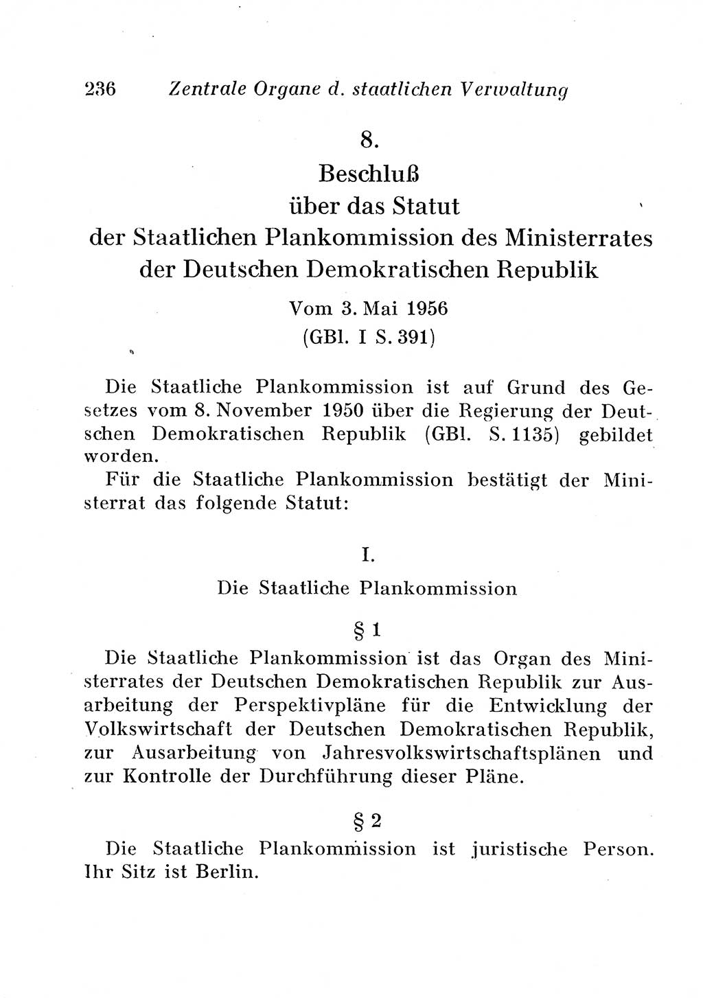 Staats- und verwaltungsrechtliche Gesetze der Deutschen Demokratischen Republik (DDR) 1958, Seite 236 (StVerwR Ges. DDR 1958, S. 236)