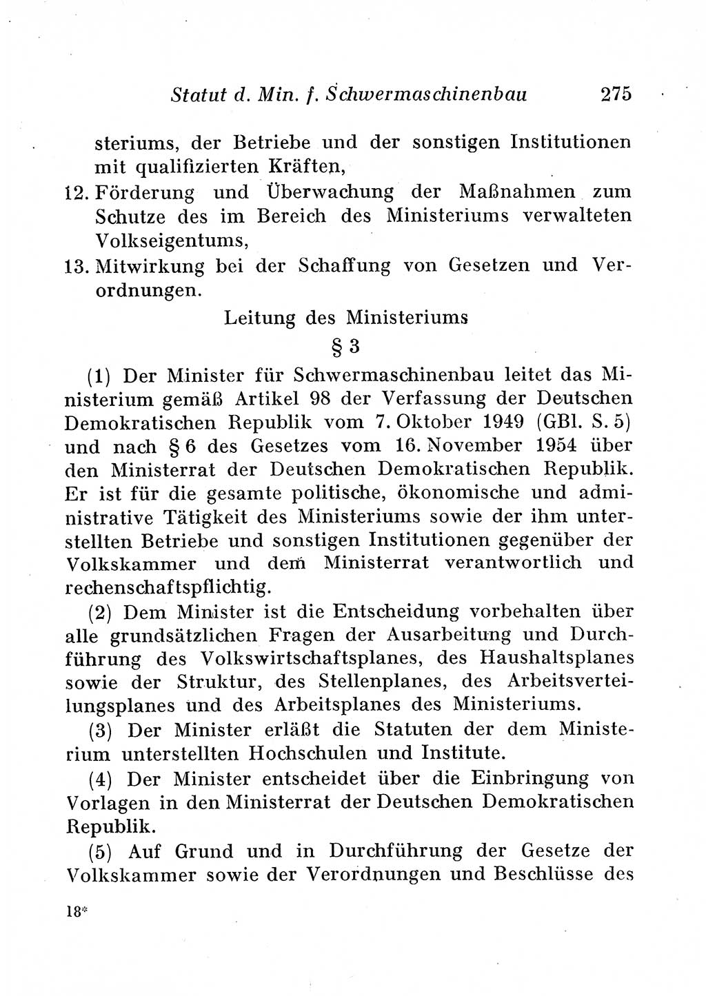 Staats- und verwaltungsrechtliche Gesetze der Deutschen Demokratischen Republik (DDR) 1958, Seite 275 (StVerwR Ges. DDR 1958, S. 275)