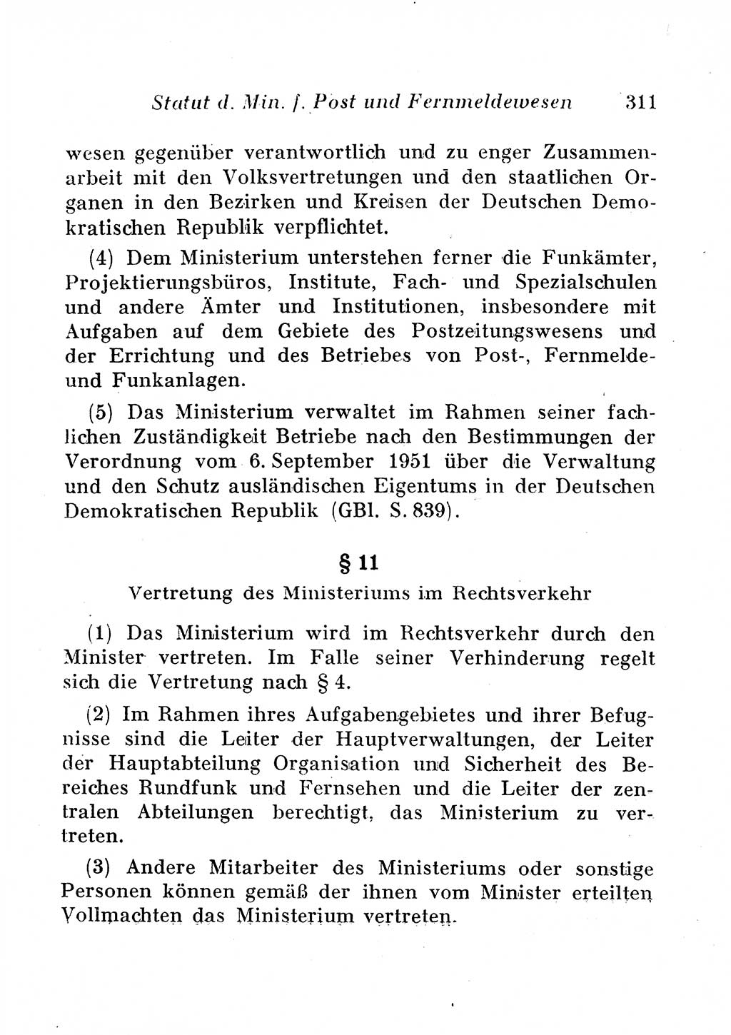 Staats- und verwaltungsrechtliche Gesetze der Deutschen Demokratischen Republik (DDR) 1958, Seite 311 (StVerwR Ges. DDR 1958, S. 311)