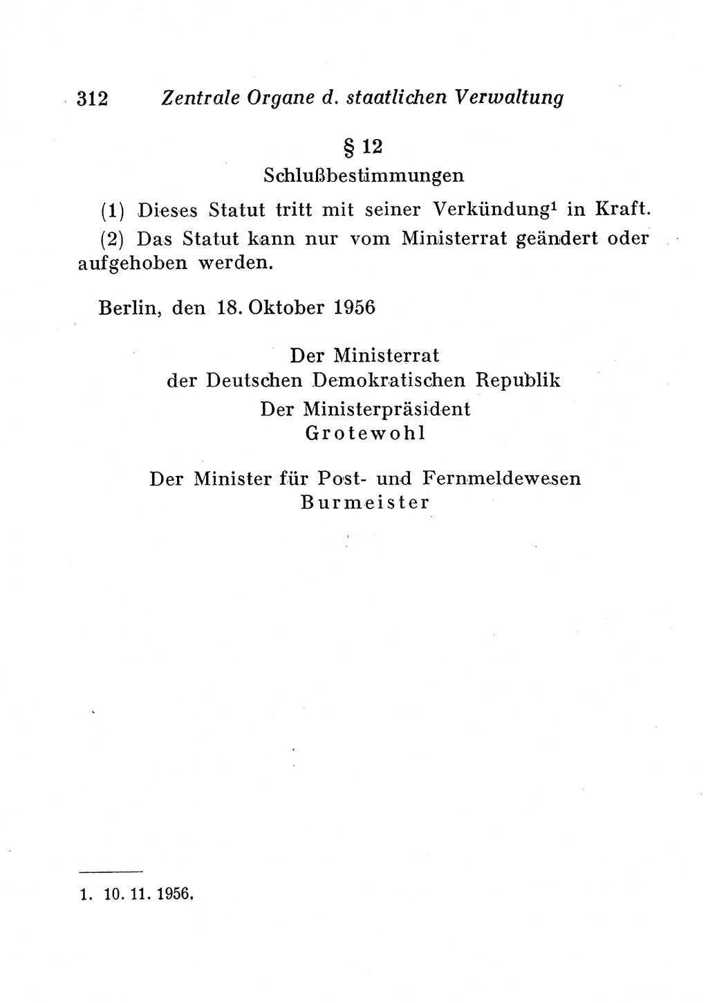Staats- und verwaltungsrechtliche Gesetze der Deutschen Demokratischen Republik (DDR) 1958, Seite 312 (StVerwR Ges. DDR 1958, S. 312)
