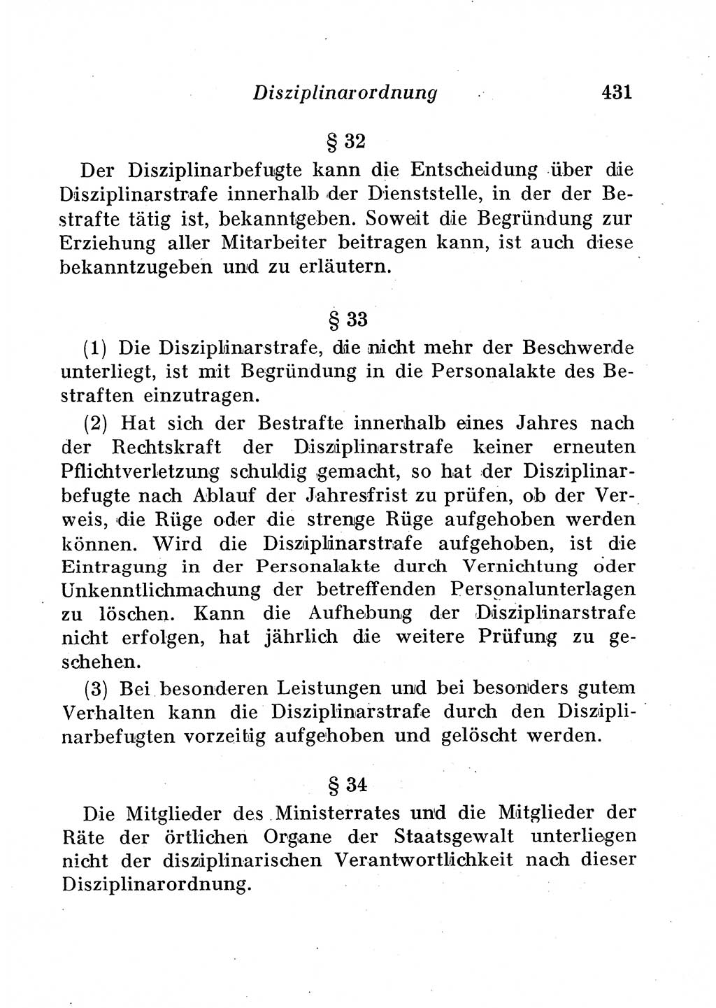 Staats- und verwaltungsrechtliche Gesetze der Deutschen Demokratischen Republik (DDR) 1958, Seite 431 (StVerwR Ges. DDR 1958, S. 431)