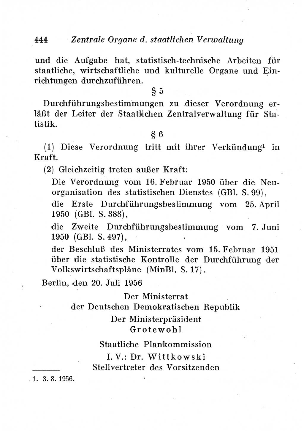Staats- und verwaltungsrechtliche Gesetze der Deutschen Demokratischen Republik (DDR) 1958, Seite 444 (StVerwR Ges. DDR 1958, S. 444)