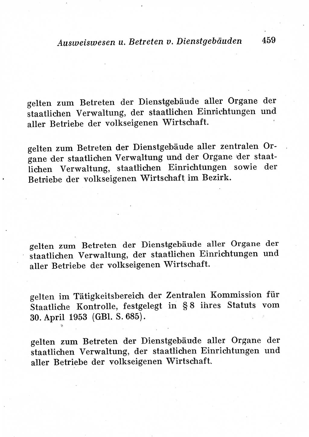 Staats- und verwaltungsrechtliche Gesetze der Deutschen Demokratischen Republik (DDR) 1958, Seite 459 (StVerwR Ges. DDR 1958, S. 459)