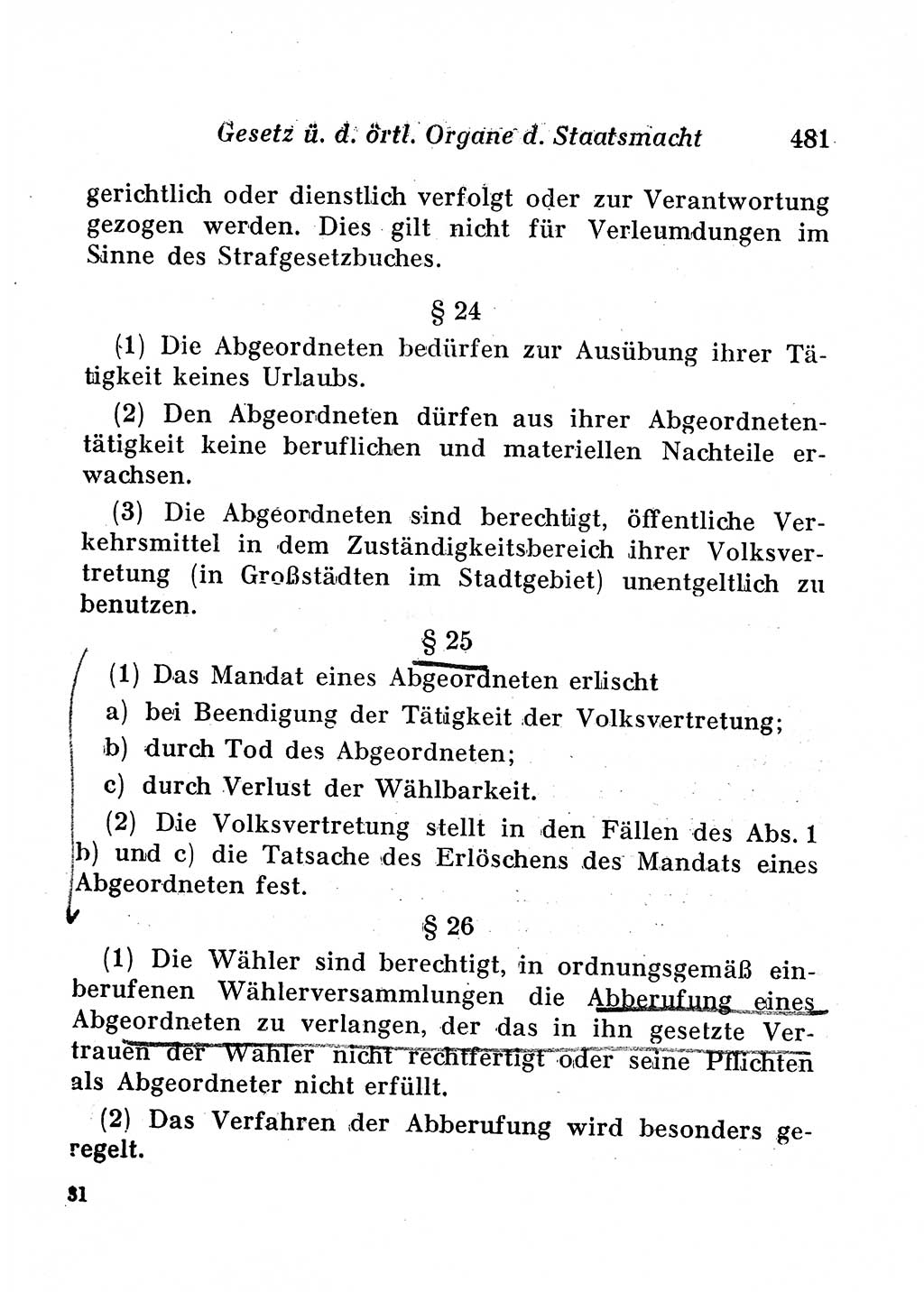 Staats- und verwaltungsrechtliche Gesetze der Deutschen Demokratischen Republik (DDR) 1958, Seite 481 (StVerwR Ges. DDR 1958, S. 481)