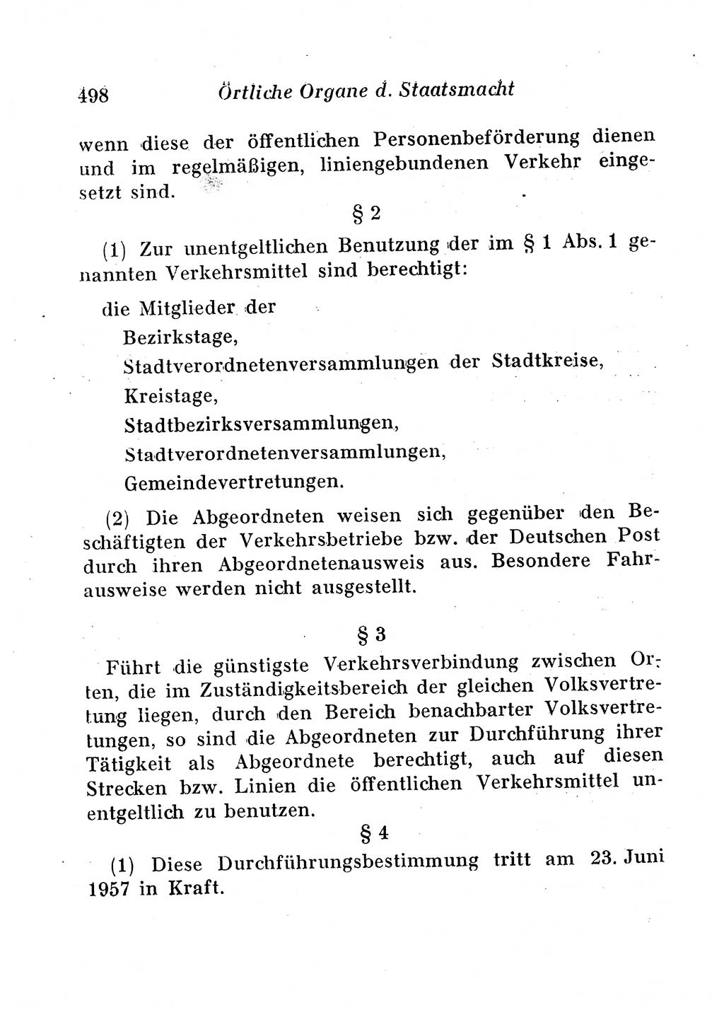 Staats- und verwaltungsrechtliche Gesetze der Deutschen Demokratischen Republik (DDR) 1958, Seite 498 (StVerwR Ges. DDR 1958, S. 498)