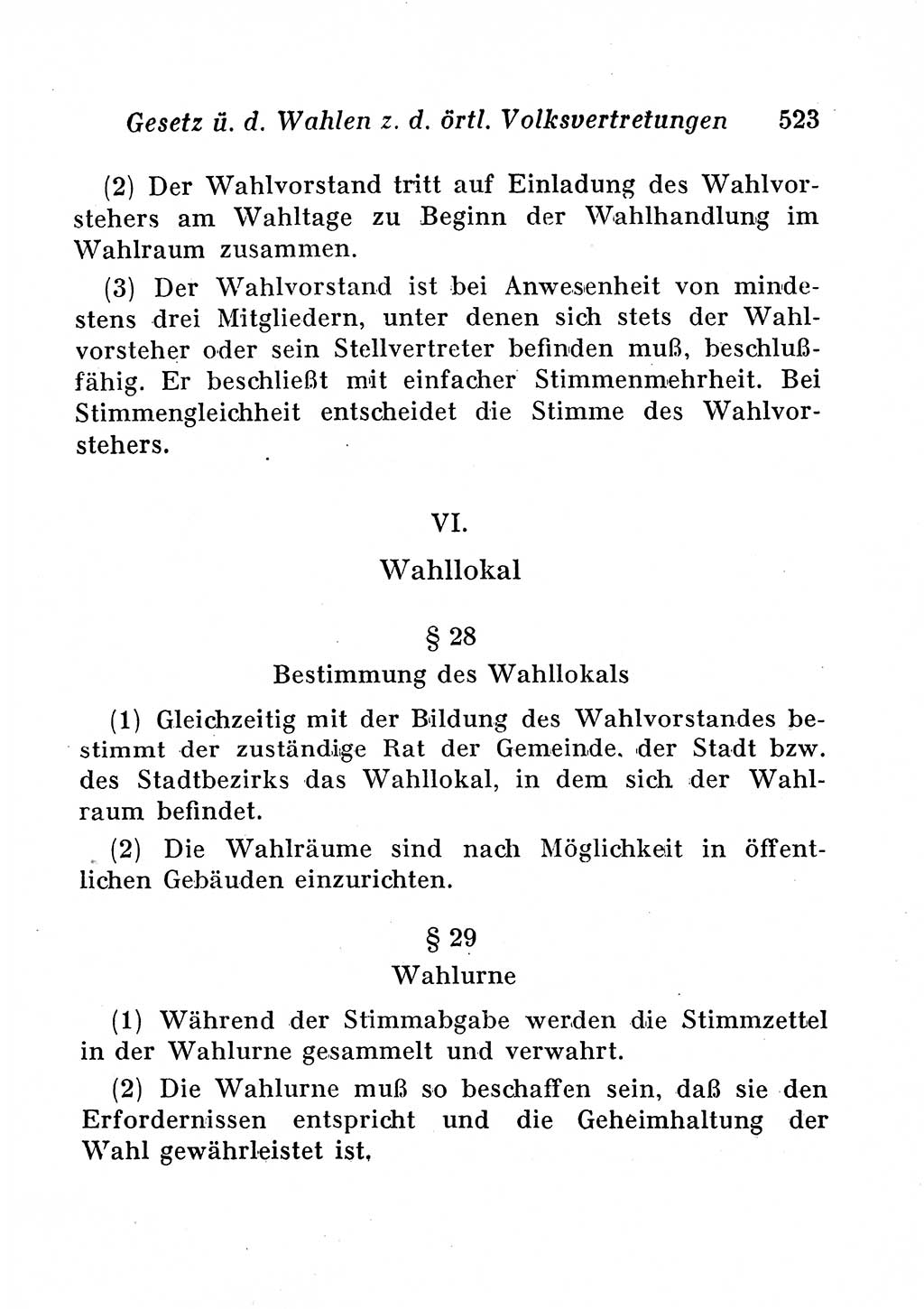 Staats- und verwaltungsrechtliche Gesetze der Deutschen Demokratischen Republik (DDR) 1958, Seite 523 (StVerwR Ges. DDR 1958, S. 523)