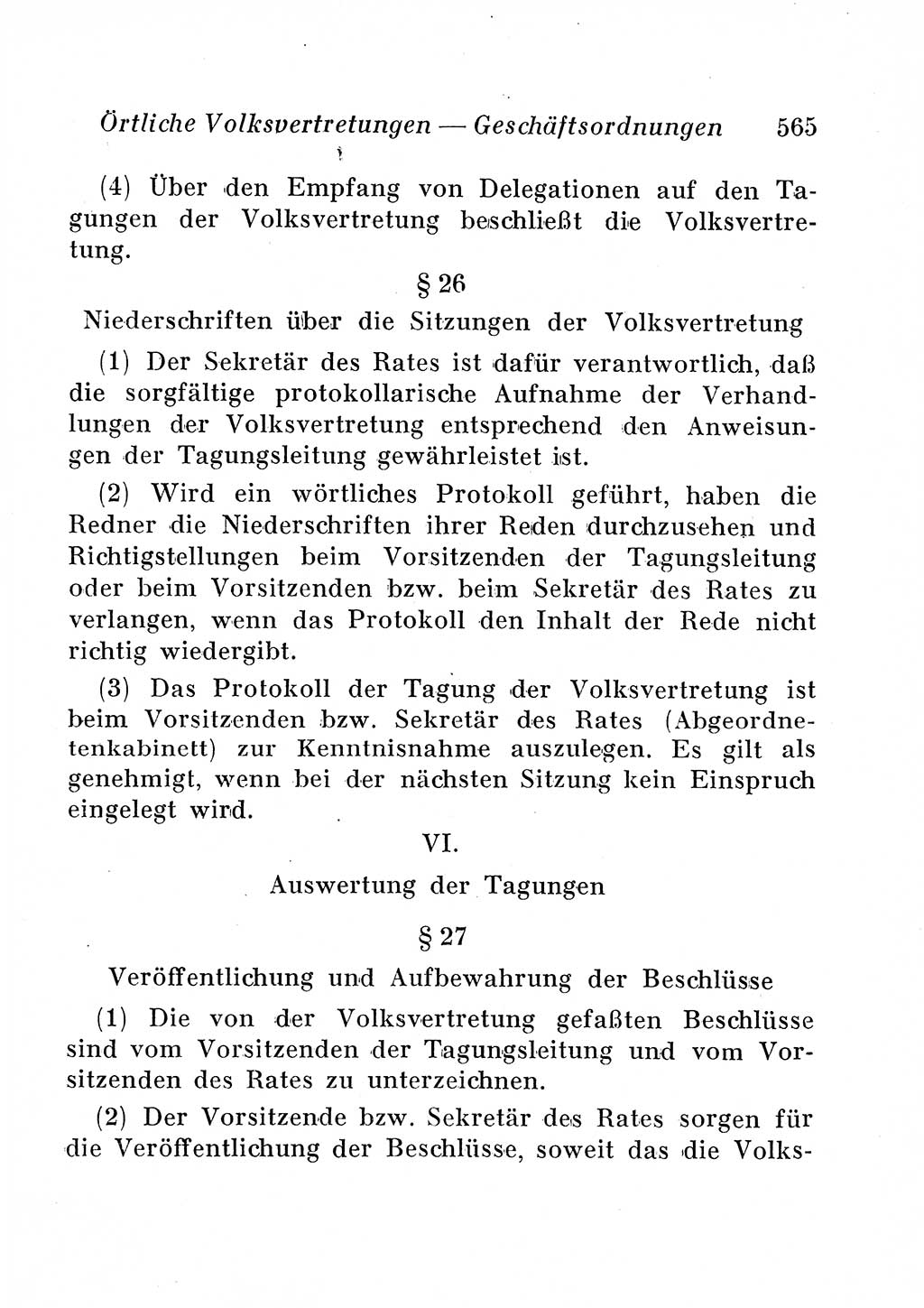 Staats- und verwaltungsrechtliche Gesetze der Deutschen Demokratischen Republik (DDR) 1958, Seite 565 (StVerwR Ges. DDR 1958, S. 565)