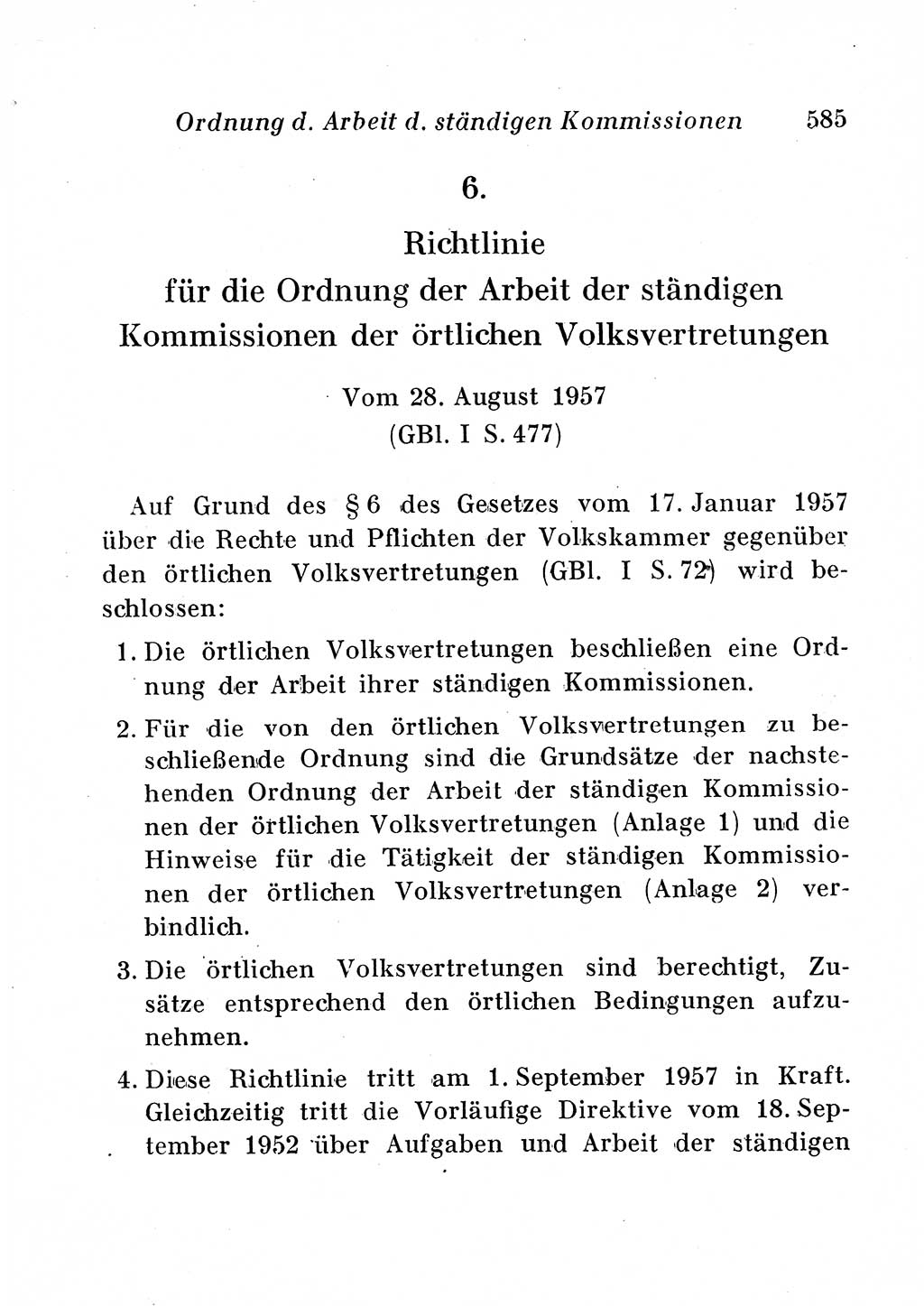 Staats- und verwaltungsrechtliche Gesetze der Deutschen Demokratischen Republik (DDR) 1958, Seite 585 (StVerwR Ges. DDR 1958, S. 585)