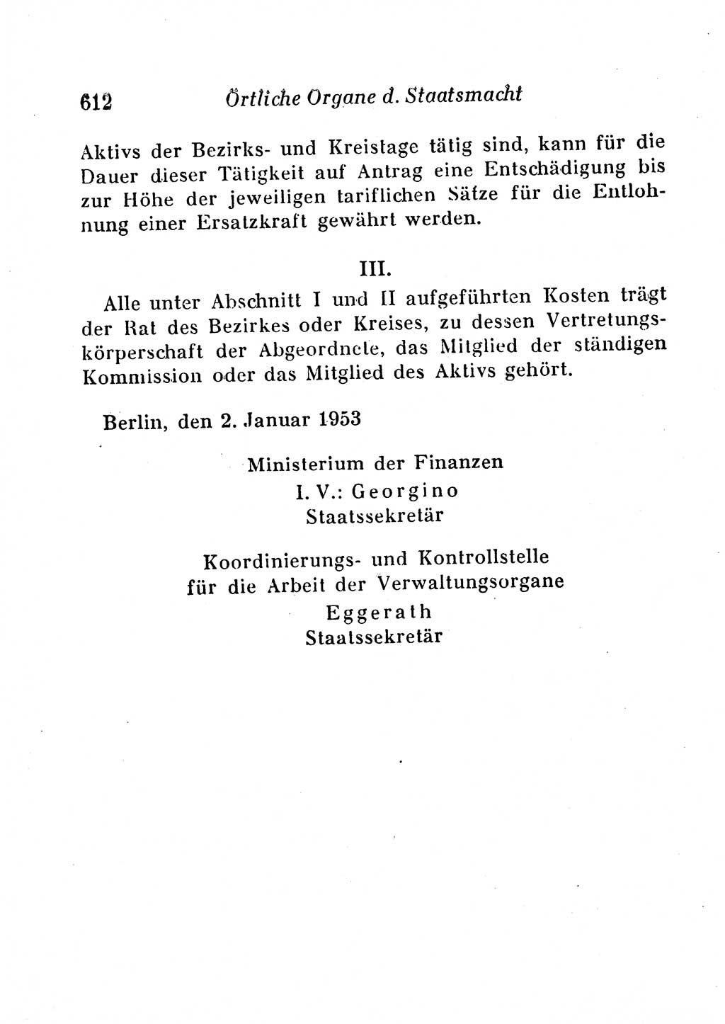 Staats- und verwaltungsrechtliche Gesetze der Deutschen Demokratischen Republik (DDR) 1958, Seite 612 (StVerwR Ges. DDR 1958, S. 612)