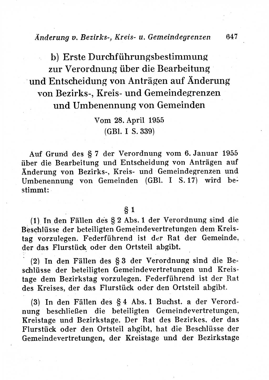 Staats- und verwaltungsrechtliche Gesetze der Deutschen Demokratischen Republik (DDR) 1958, Seite 647 (StVerwR Ges. DDR 1958, S. 647)