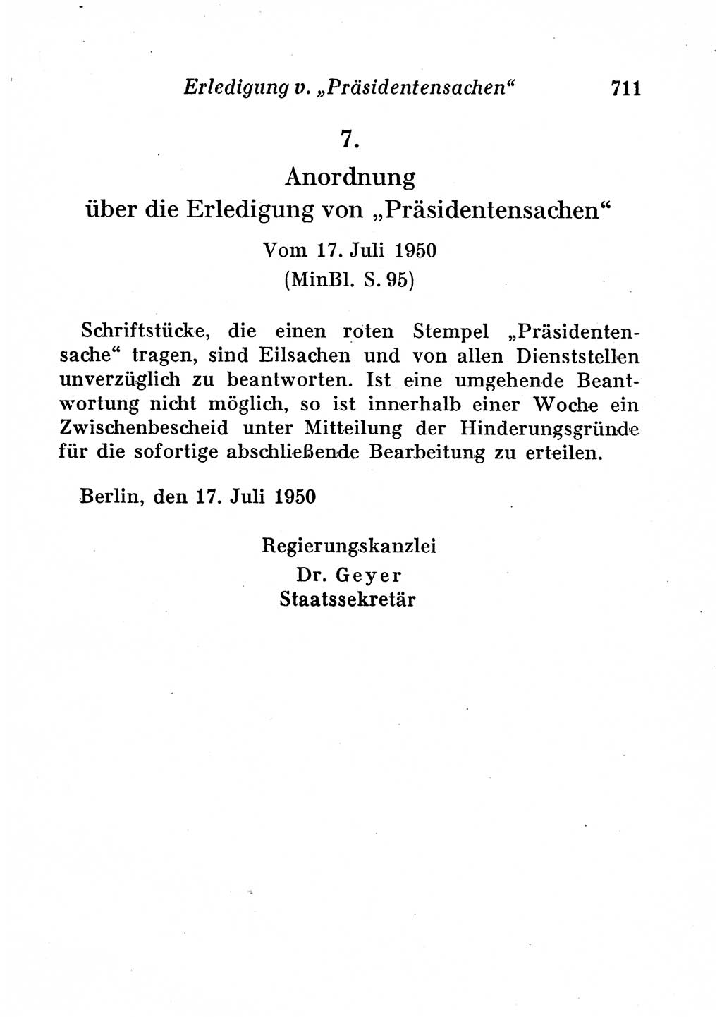 Staats- und verwaltungsrechtliche Gesetze der Deutschen Demokratischen Republik (DDR) 1958, Seite 711 (StVerwR Ges. DDR 1958, S. 711)