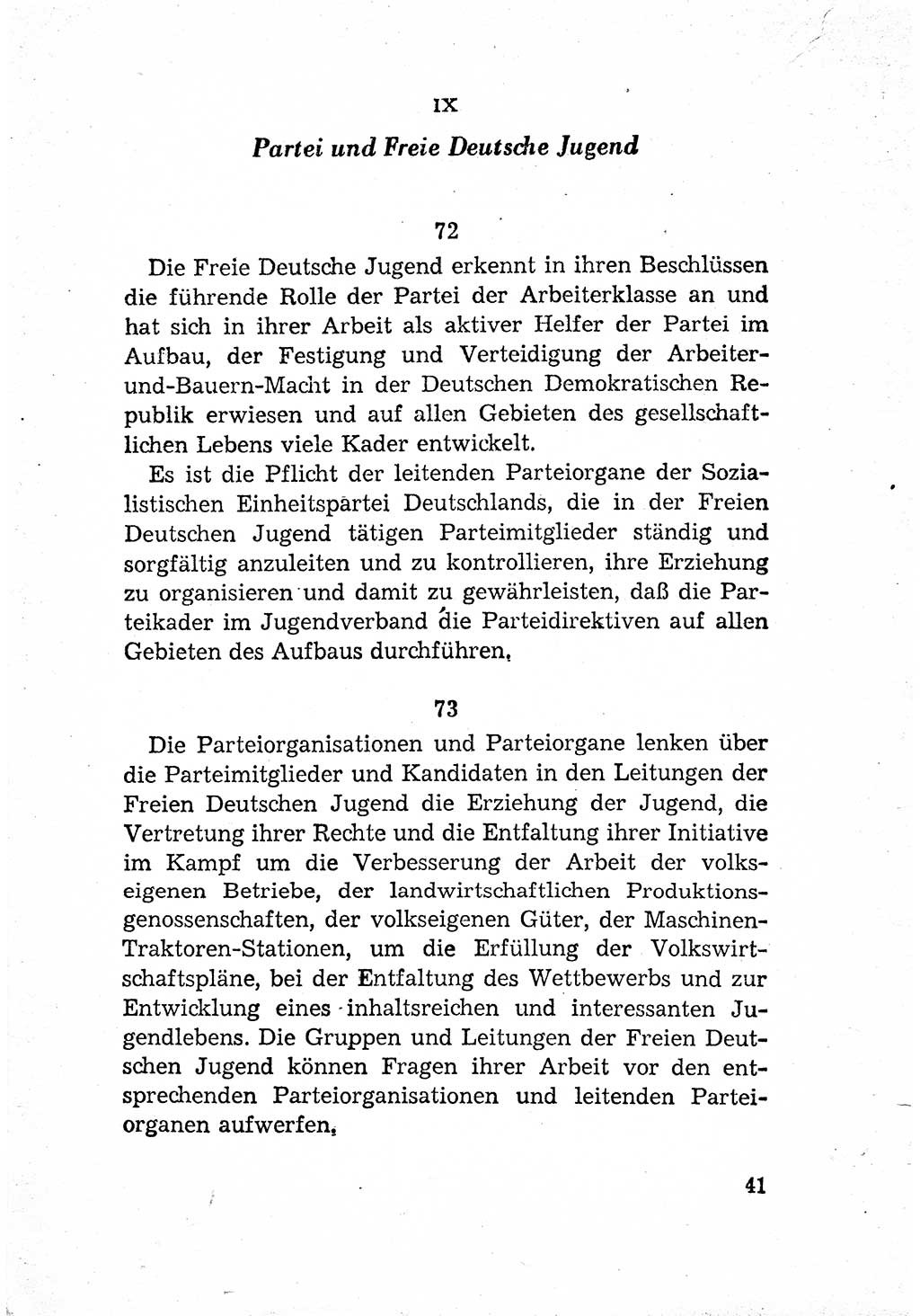 Statut der Sozialistischen Einheitspartei Deutschlands (SED) [Deutsche Demokratische Republik (DDR)] 1958, Seite 41 (St. SED DDR 1958, S. 41)