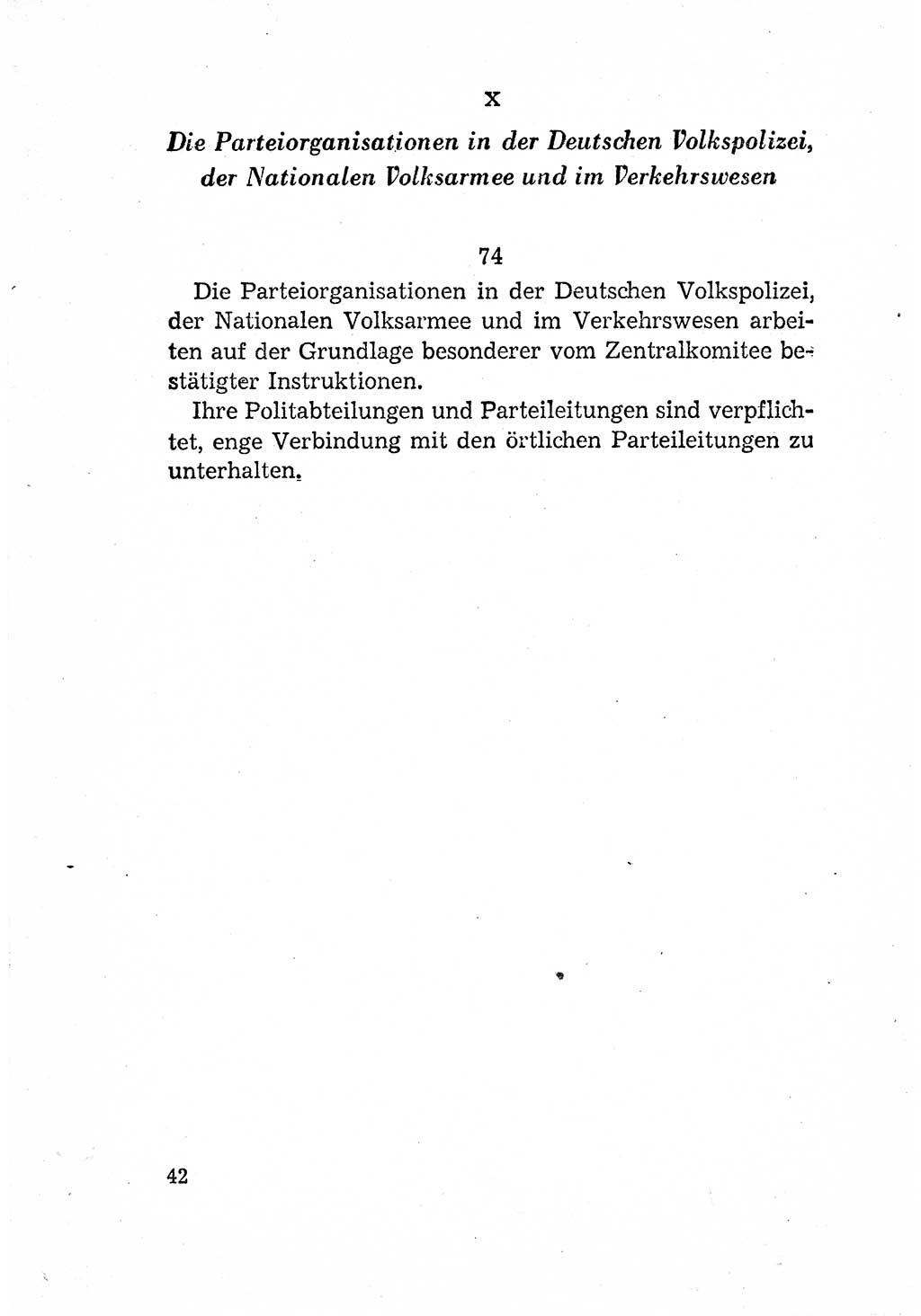 Statut der Sozialistischen Einheitspartei Deutschlands (SED) [Deutsche Demokratische Republik (DDR)] 1958, Seite 42 (St. SED DDR 1958, S. 42)