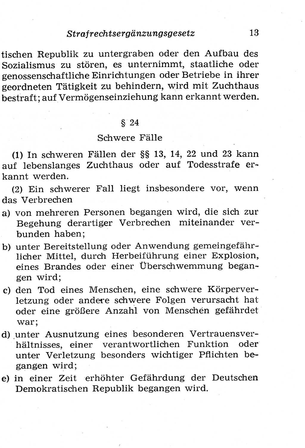 Strafgesetzbuch (StGB) und andere Strafgesetze [Deutsche Demokratische Republik (DDR)] 1958, Seite 13 (StGB Strafges. DDR 1958, S. 13)