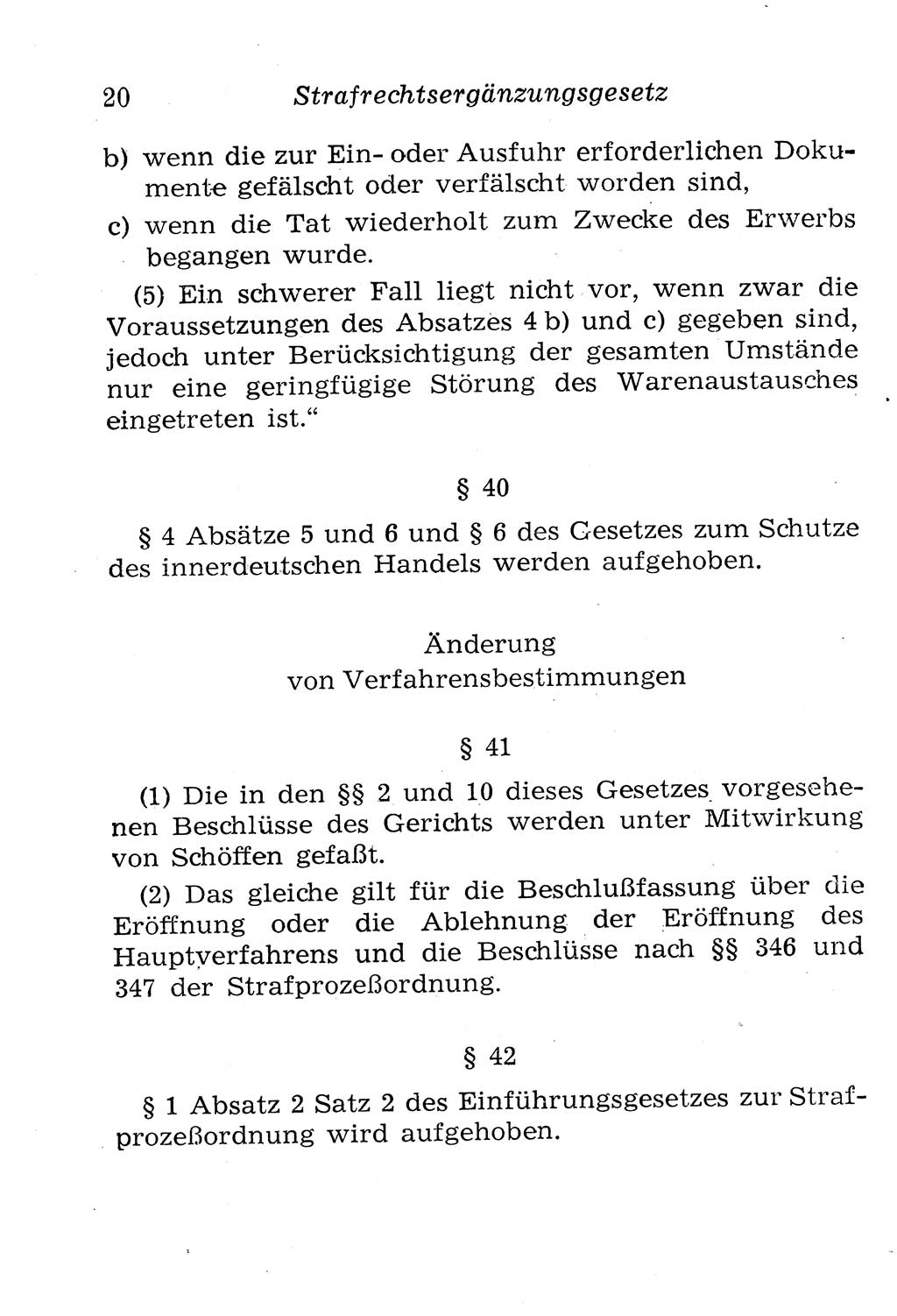 Strafgesetzbuch (StGB) und andere Strafgesetze [Deutsche Demokratische Republik (DDR)] 1958, Seite 20 (StGB Strafges. DDR 1958, S. 20)