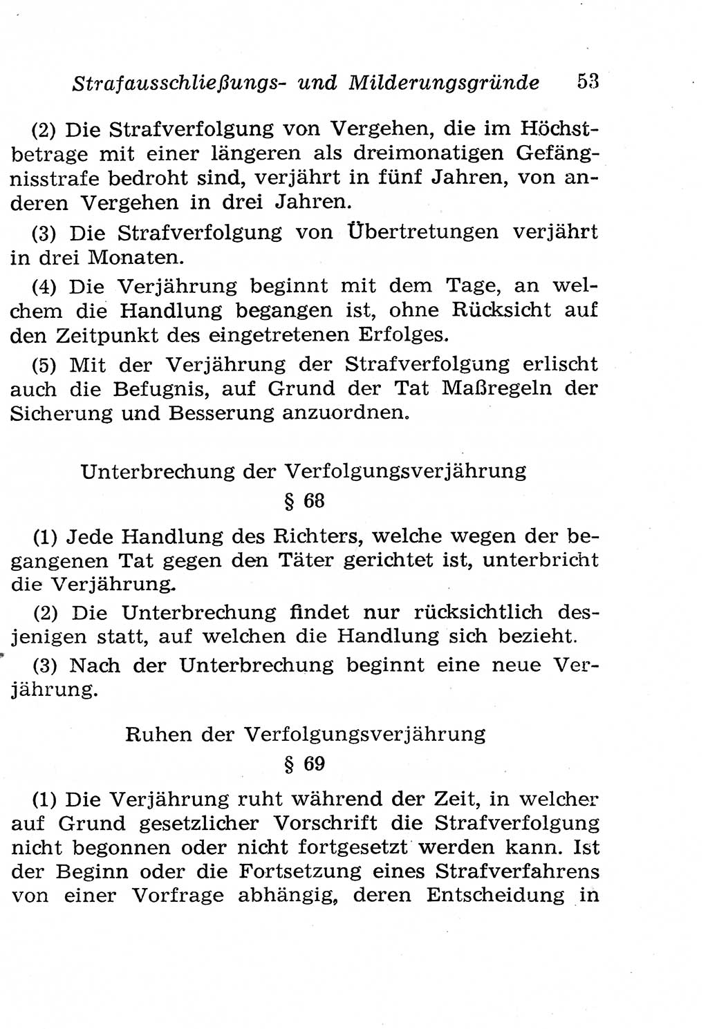 Strafgesetzbuch (StGB) und andere Strafgesetze [Deutsche Demokratische Republik (DDR)] 1958, Seite 53 (StGB Strafges. DDR 1958, S. 53)