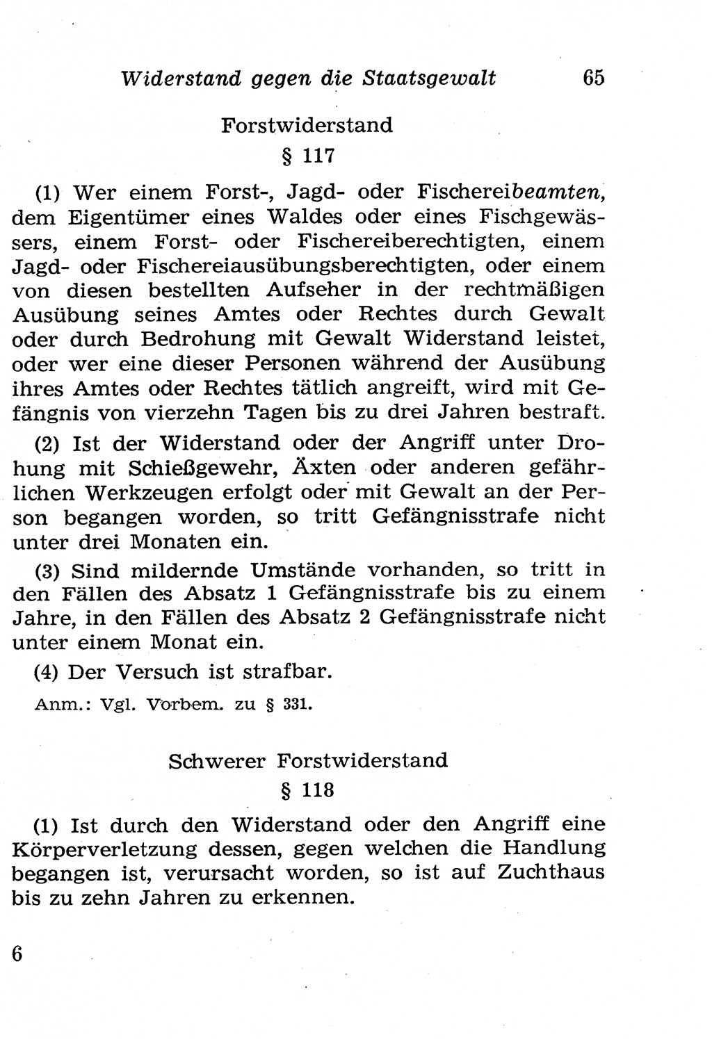 Strafgesetzbuch (StGB) und andere Strafgesetze [Deutsche Demokratische Republik (DDR)] 1958, Seite 65 (StGB Strafges. DDR 1958, S. 65)