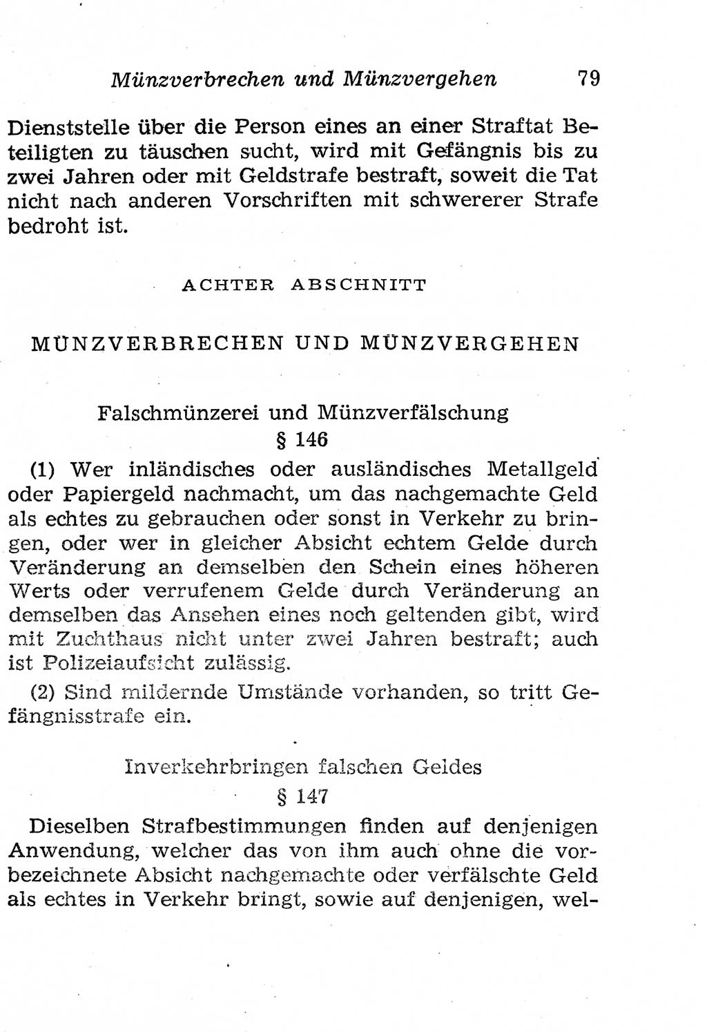 Strafgesetzbuch (StGB) und andere Strafgesetze [Deutsche Demokratische Republik (DDR)] 1958, Seite 79 (StGB Strafges. DDR 1958, S. 79)