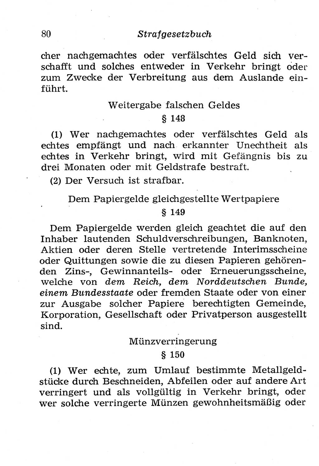 Strafgesetzbuch (StGB) und andere Strafgesetze [Deutsche Demokratische Republik (DDR)] 1958, Seite 80 (StGB Strafges. DDR 1958, S. 80)