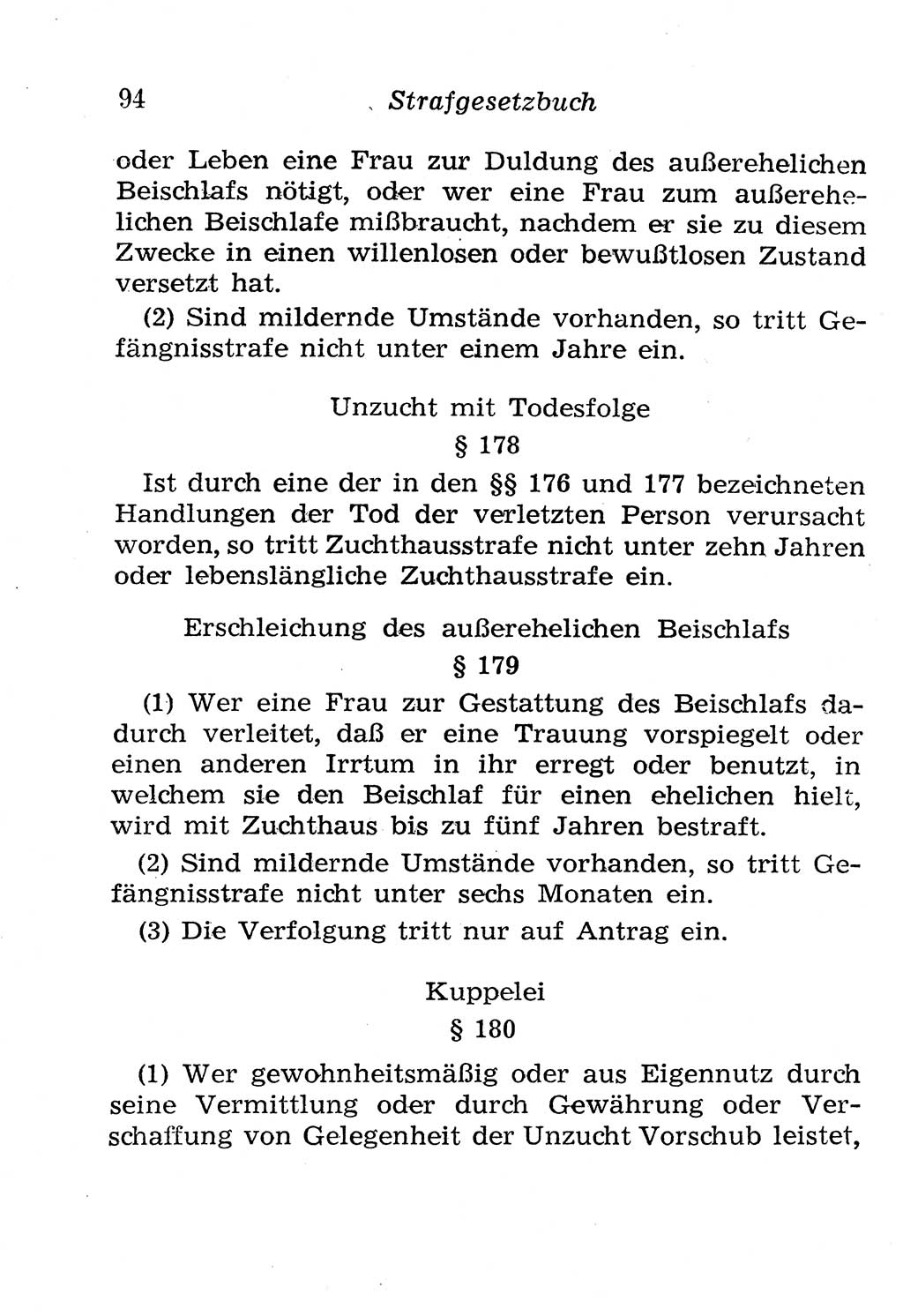 Strafgesetzbuch (StGB) und andere Strafgesetze [Deutsche Demokratische Republik (DDR)] 1958, Seite 94 (StGB Strafges. DDR 1958, S. 94)