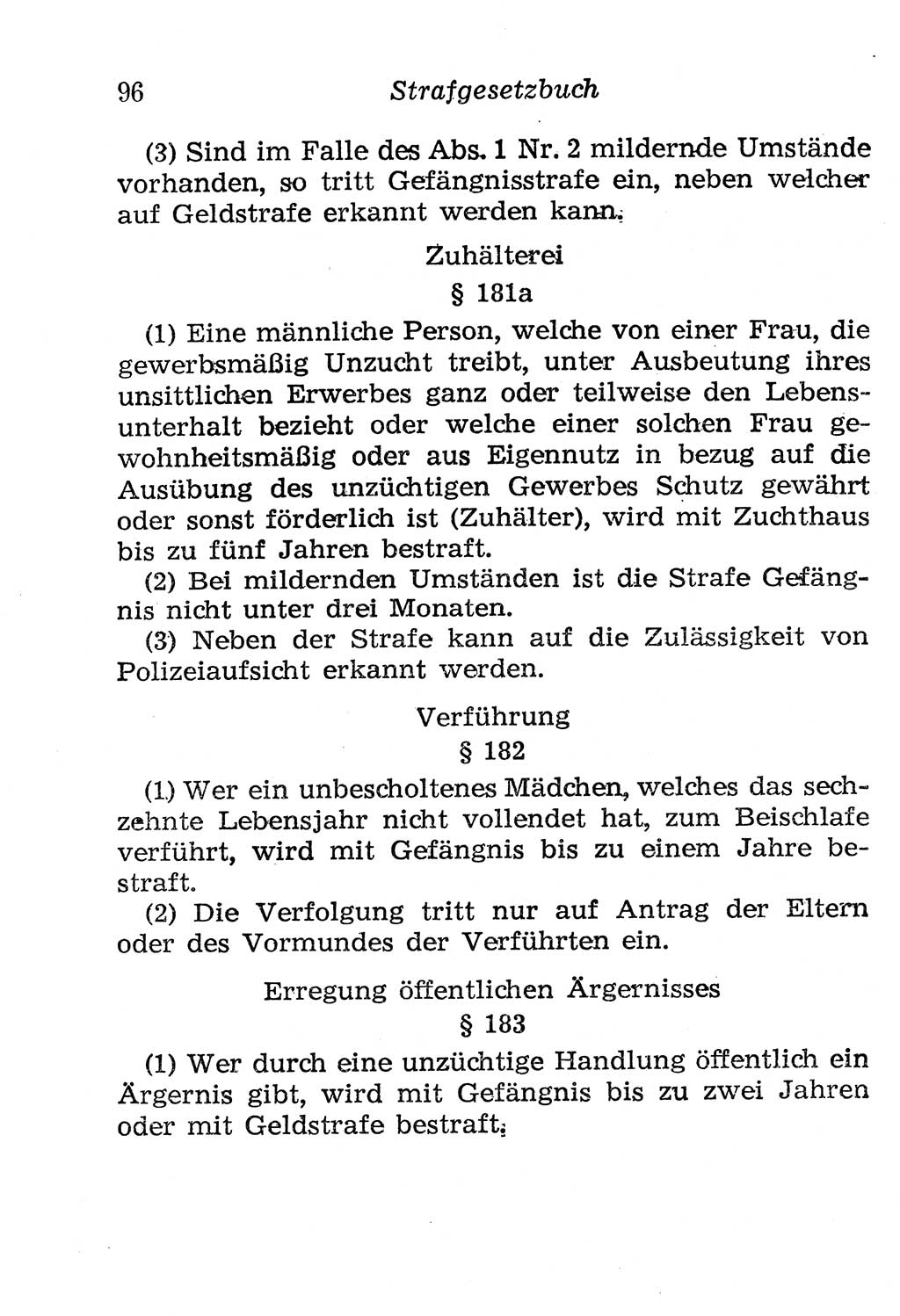 Strafgesetzbuch (StGB) und andere Strafgesetze [Deutsche Demokratische Republik (DDR)] 1958, Seite 96 (StGB Strafges. DDR 1958, S. 96)