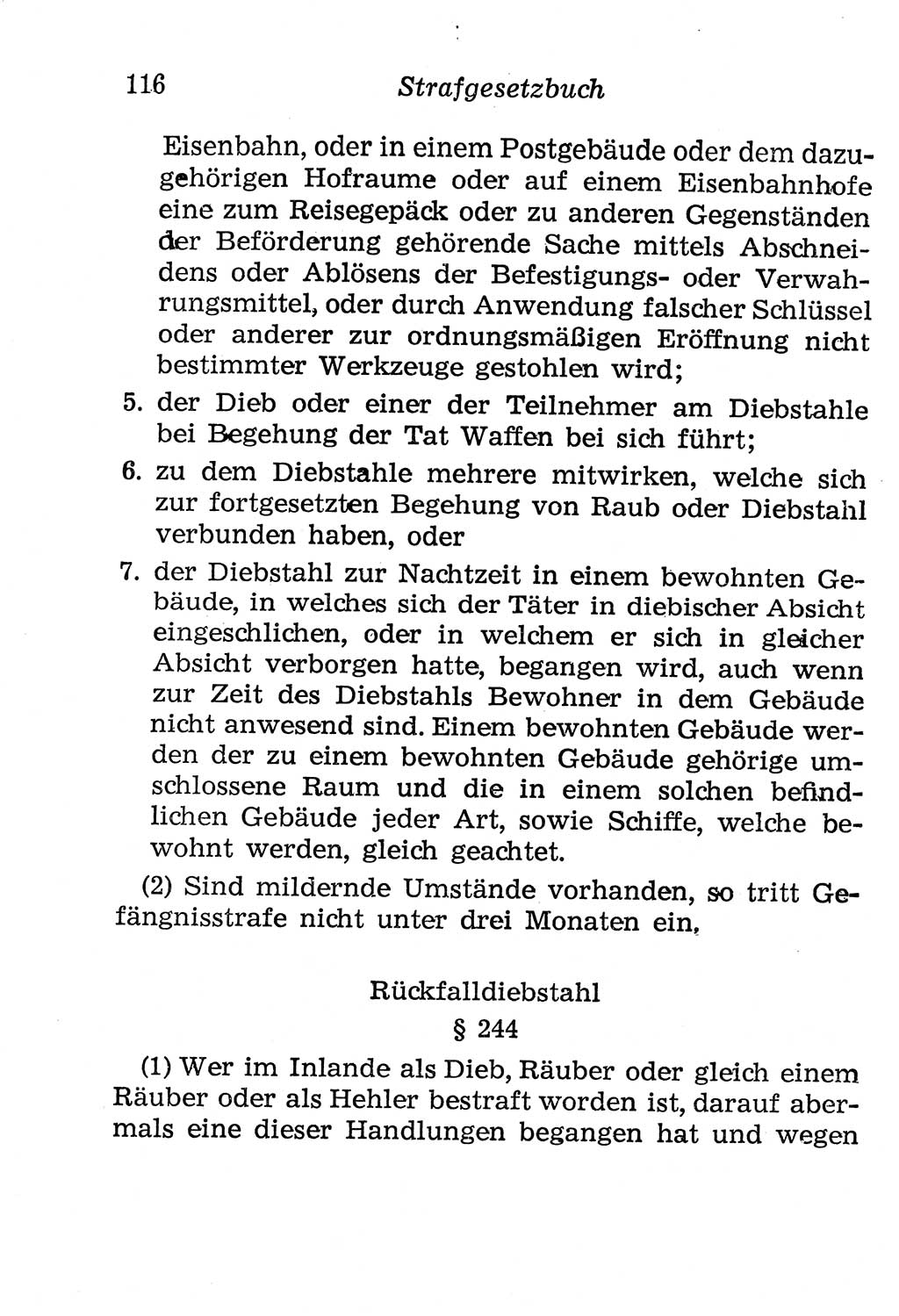 Strafgesetzbuch (StGB) und andere Strafgesetze [Deutsche Demokratische Republik (DDR)] 1958, Seite 116 (StGB Strafges. DDR 1958, S. 116)